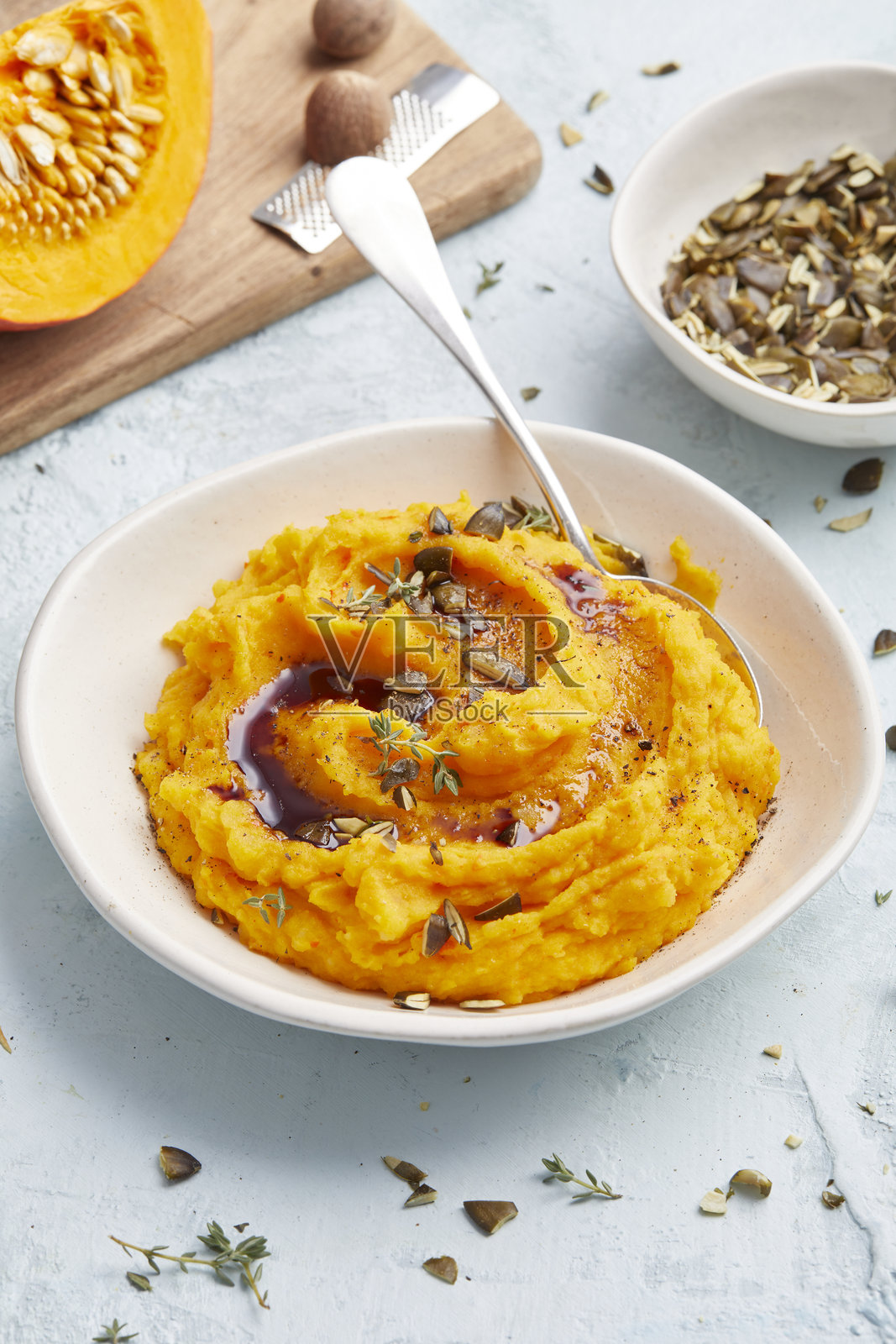 南瓜土豆泥照片摄影图片