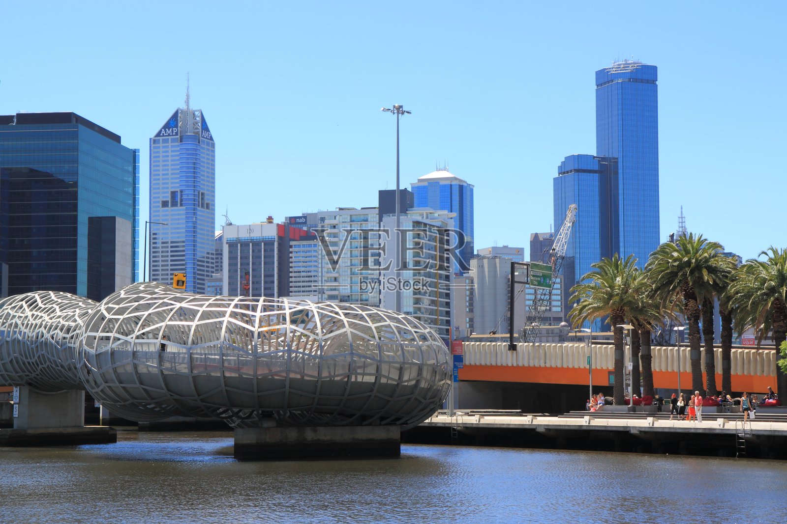 码头区港口和韦布桥照片摄影图片