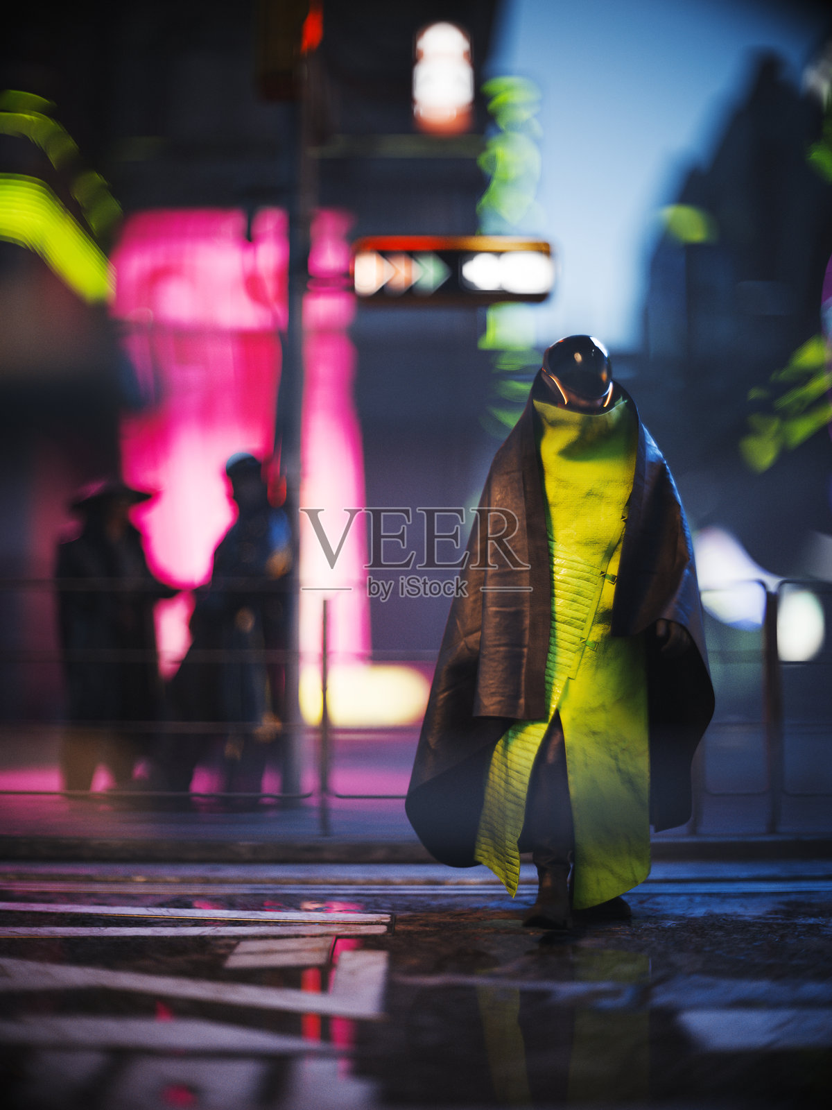 赛博朋克街景照片摄影图片