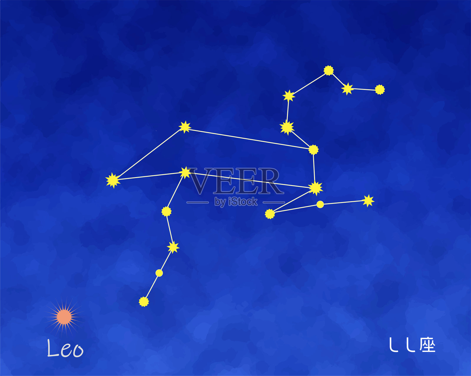 狮子座星星与夜空，矢量插图插画图片素材