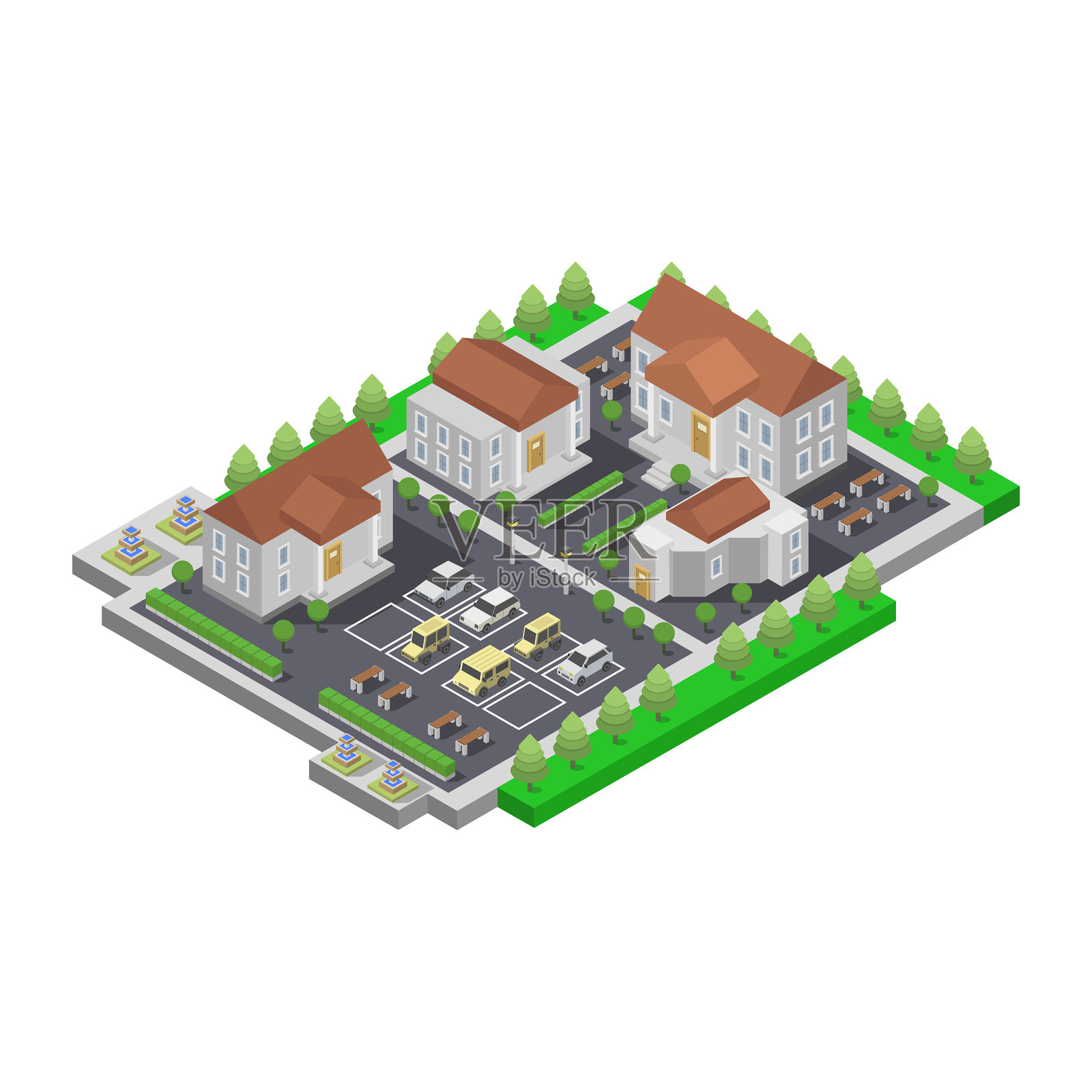 等距博物馆建筑插画图片素材