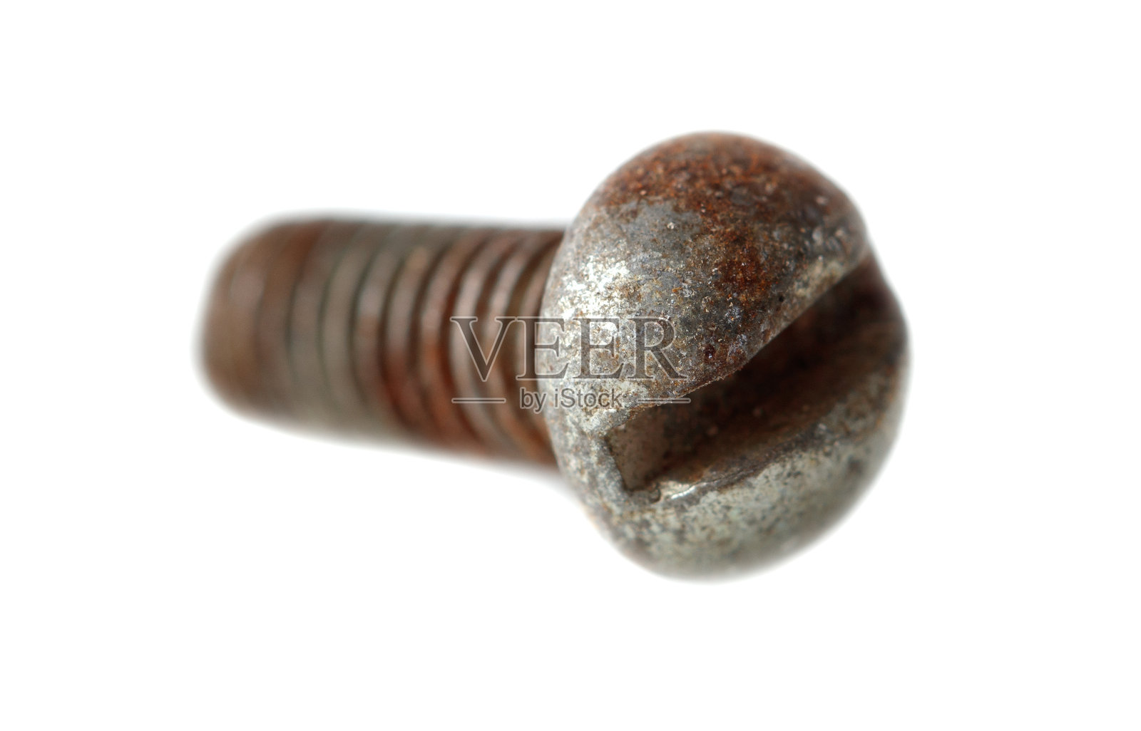 一颗生锈的螺丝钉，缺少螺帽照片摄影图片