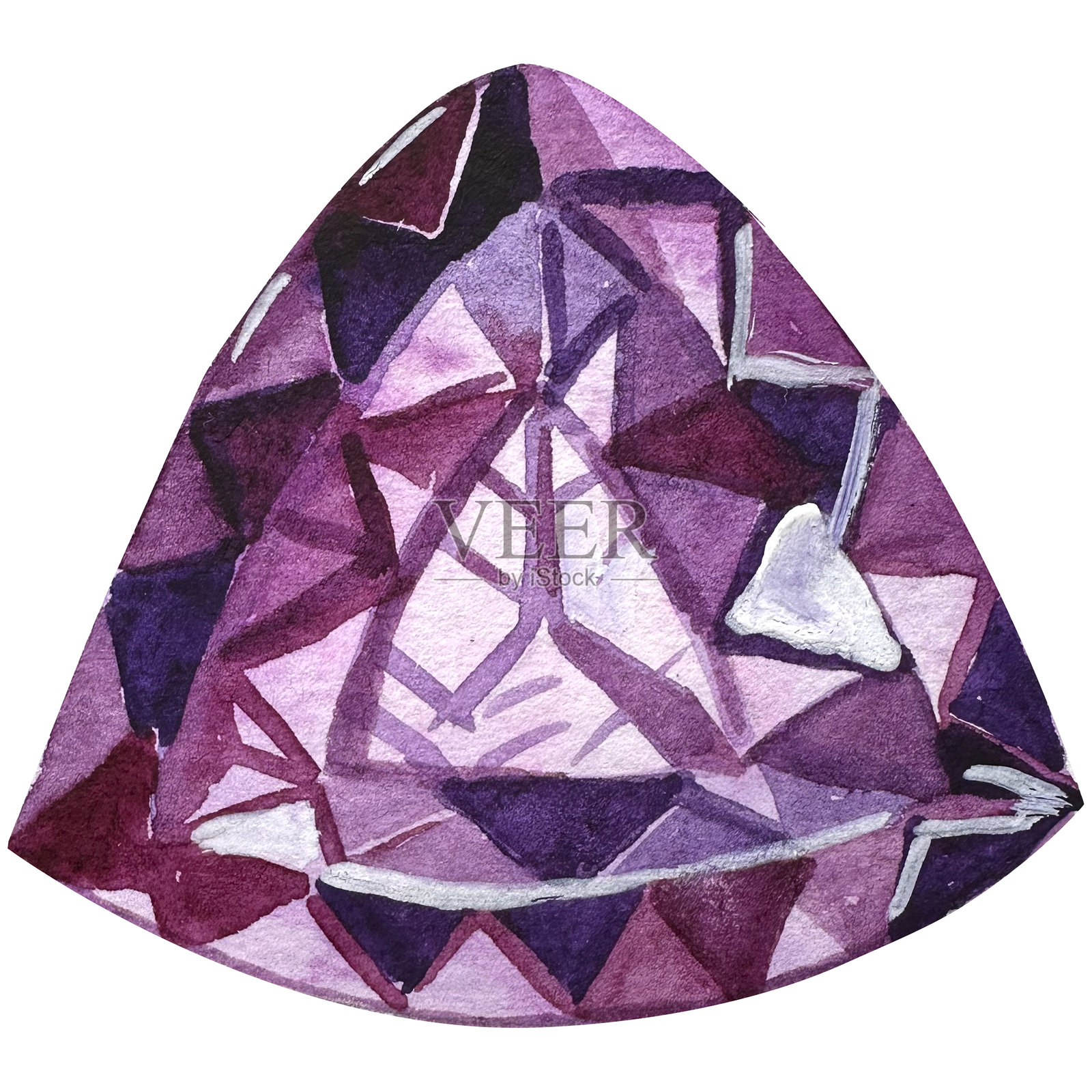 手绘水彩水晶插图。浪漫的装饰性独立元素，完美适用于贺卡礼品纸、婚礼装饰或卡片制作。插画图片素材