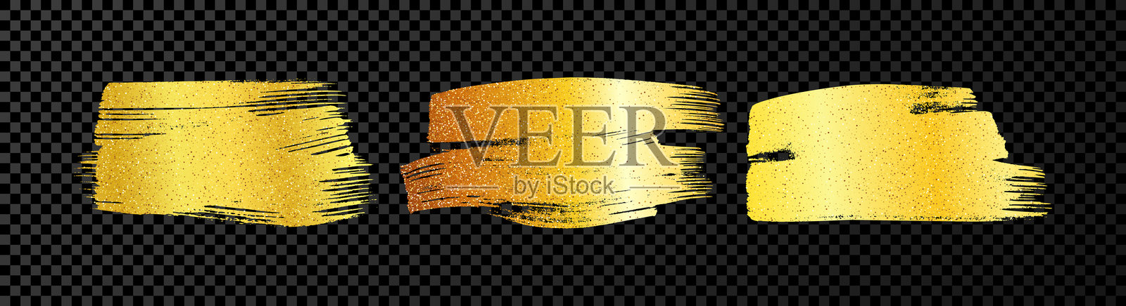 一组金色手绘笔触插画图片素材