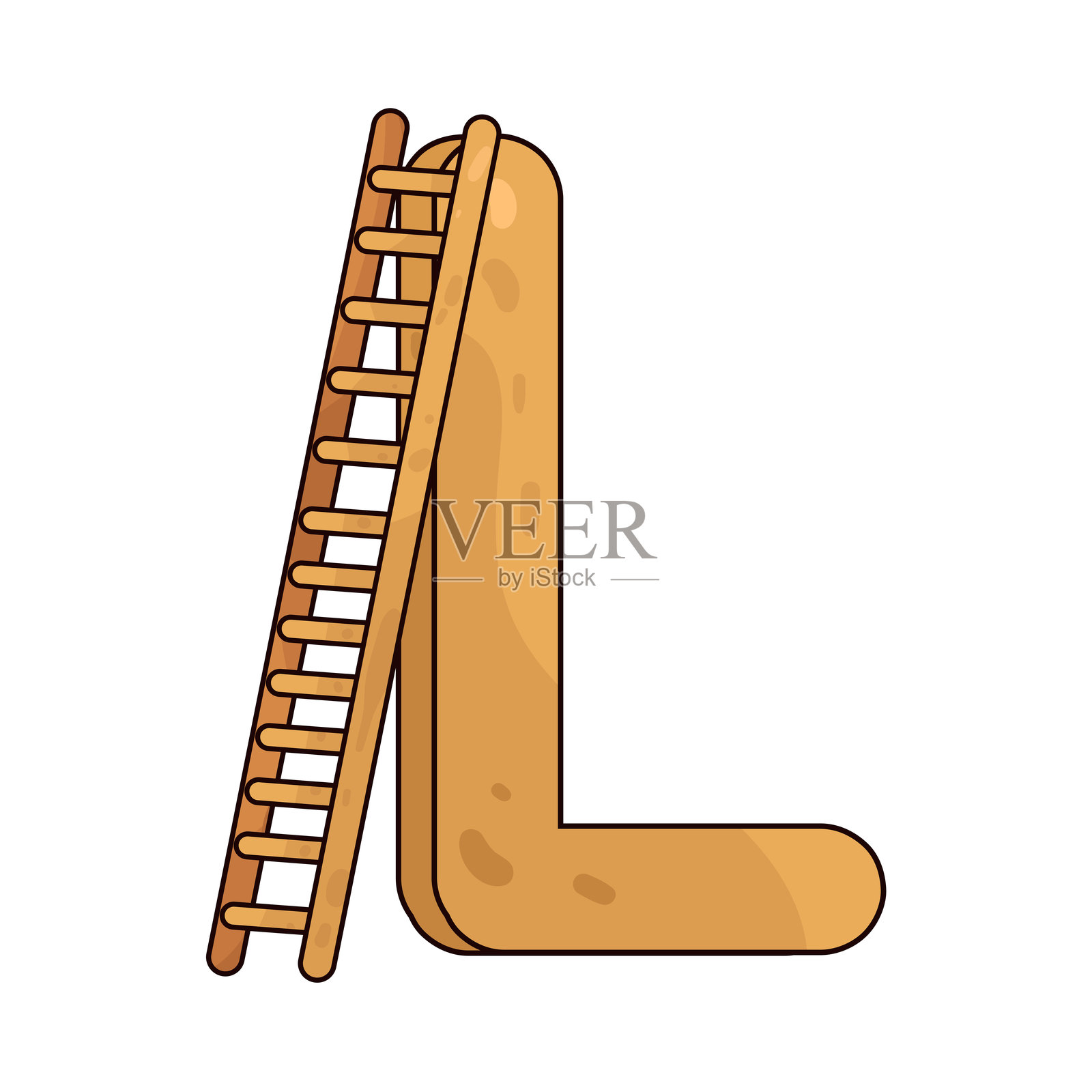 字母L与梯子插画图片素材