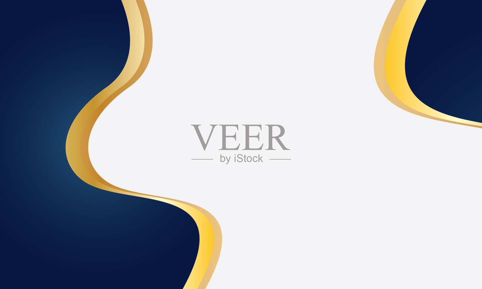 抽象蓝金色波浪渐变横幅背景插画图片素材