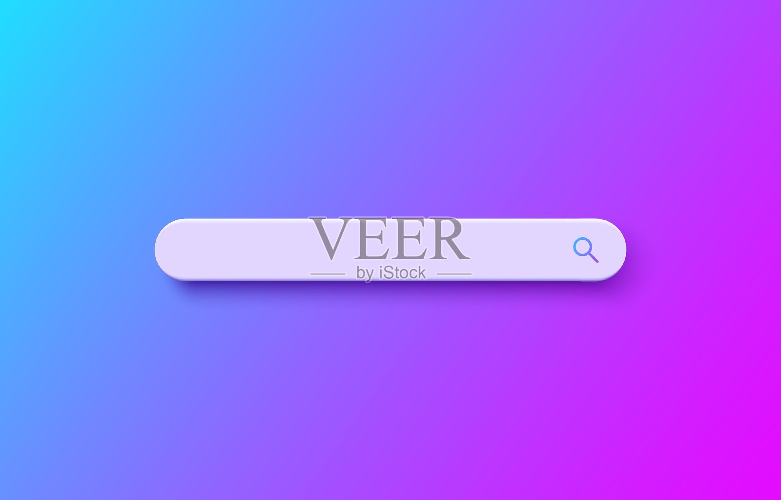 蓝色、紫色和紫红色背景上的3D搜索栏标志。浏览器窗口中的搜索按钮。插画图片素材