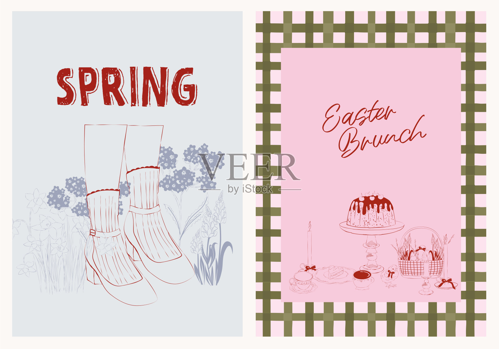 春季海报套装。插画图片素材