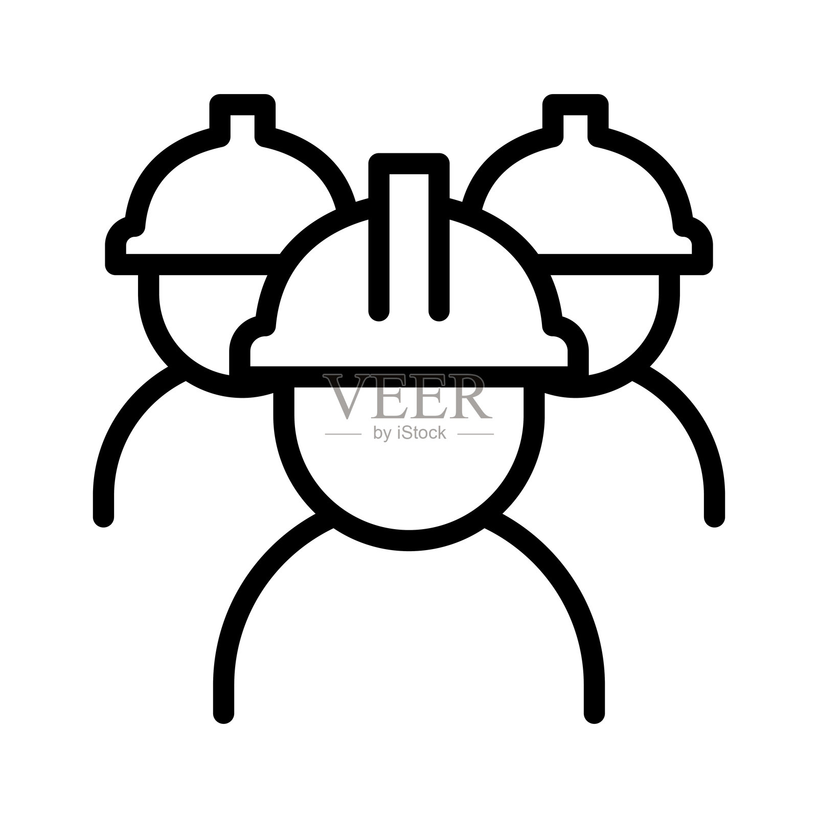 工人团队图标，细线风格矢量插图设计插画图片素材