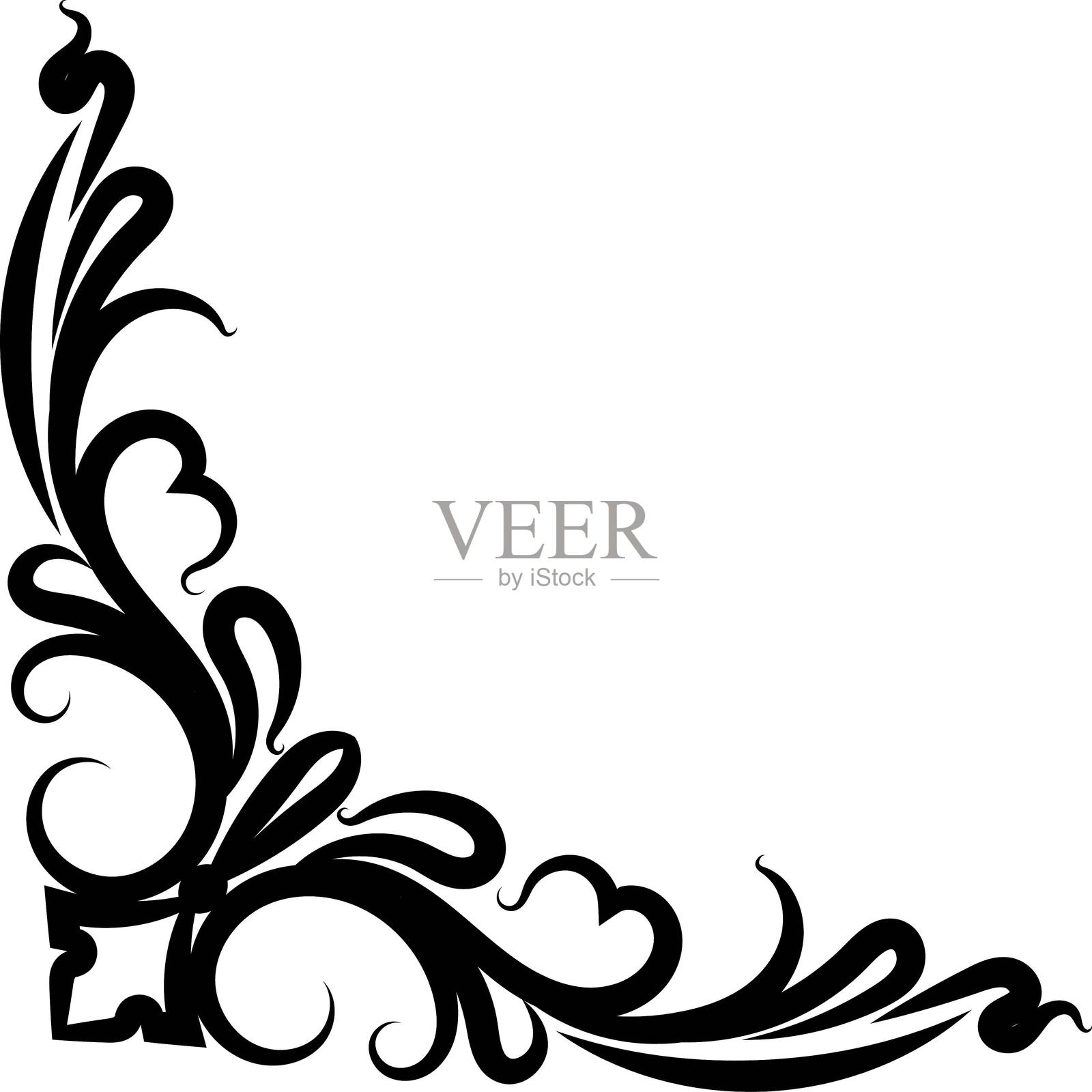 复古线条，老式风格，怀旧。装饰性角落。插画图片素材