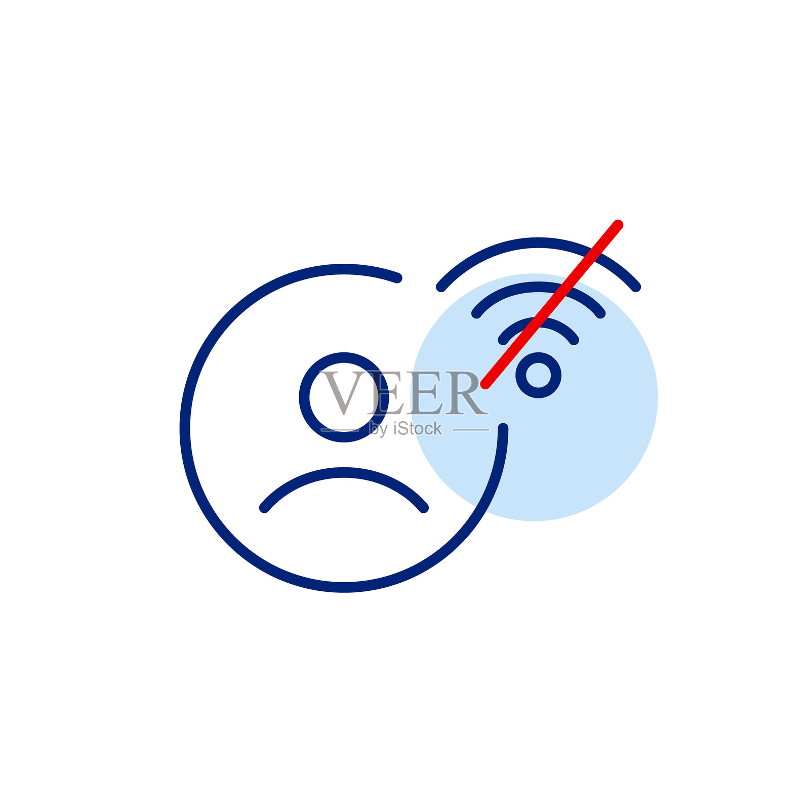 用户头像和无Wi-Fi符号。无互联网连接。像素完美，可编辑的线条图标插画图片素材