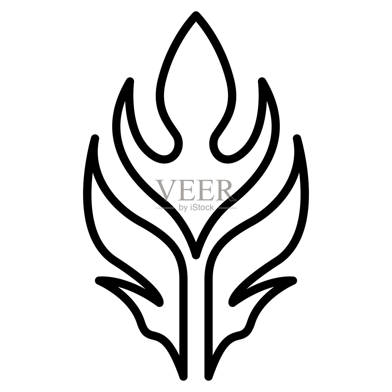 火焰、火力、能量图标，细线风格矢量插图设计插画图片素材