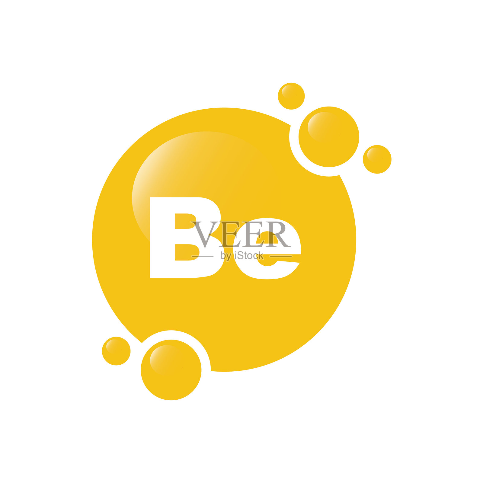 铍，化学元素。周期表中的 Be。插画图片素材