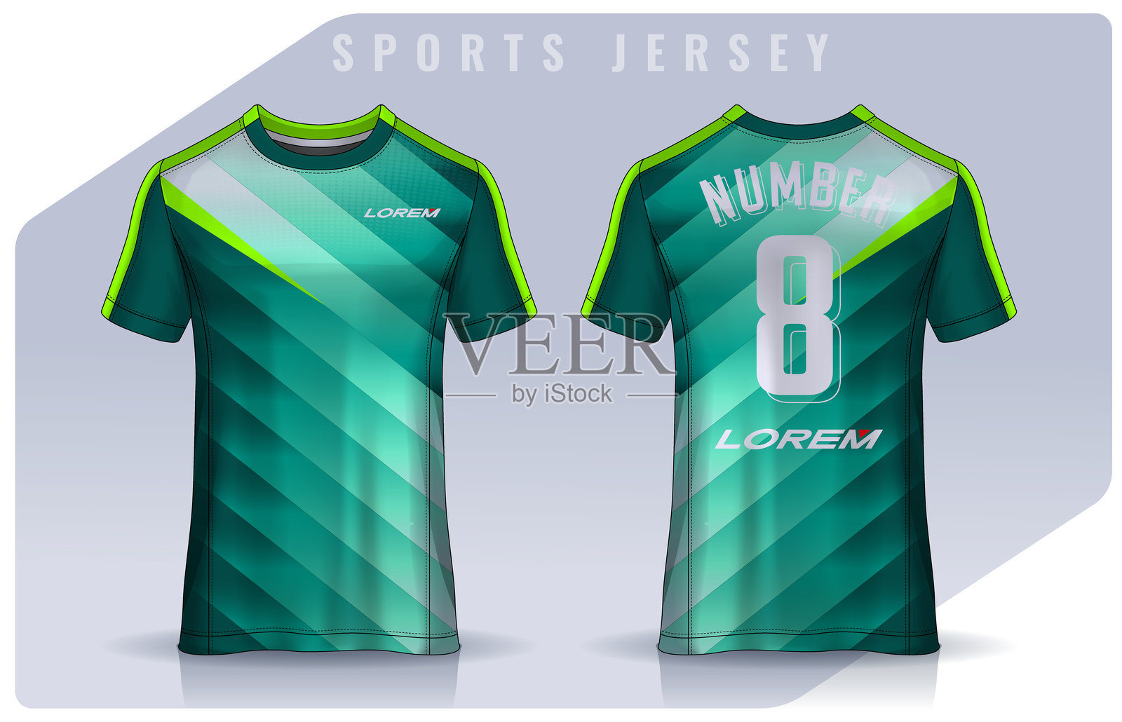 运动衫设计模板，足球俱乐部的足球球衣样板。制服正面和背面视图。插画图片素材