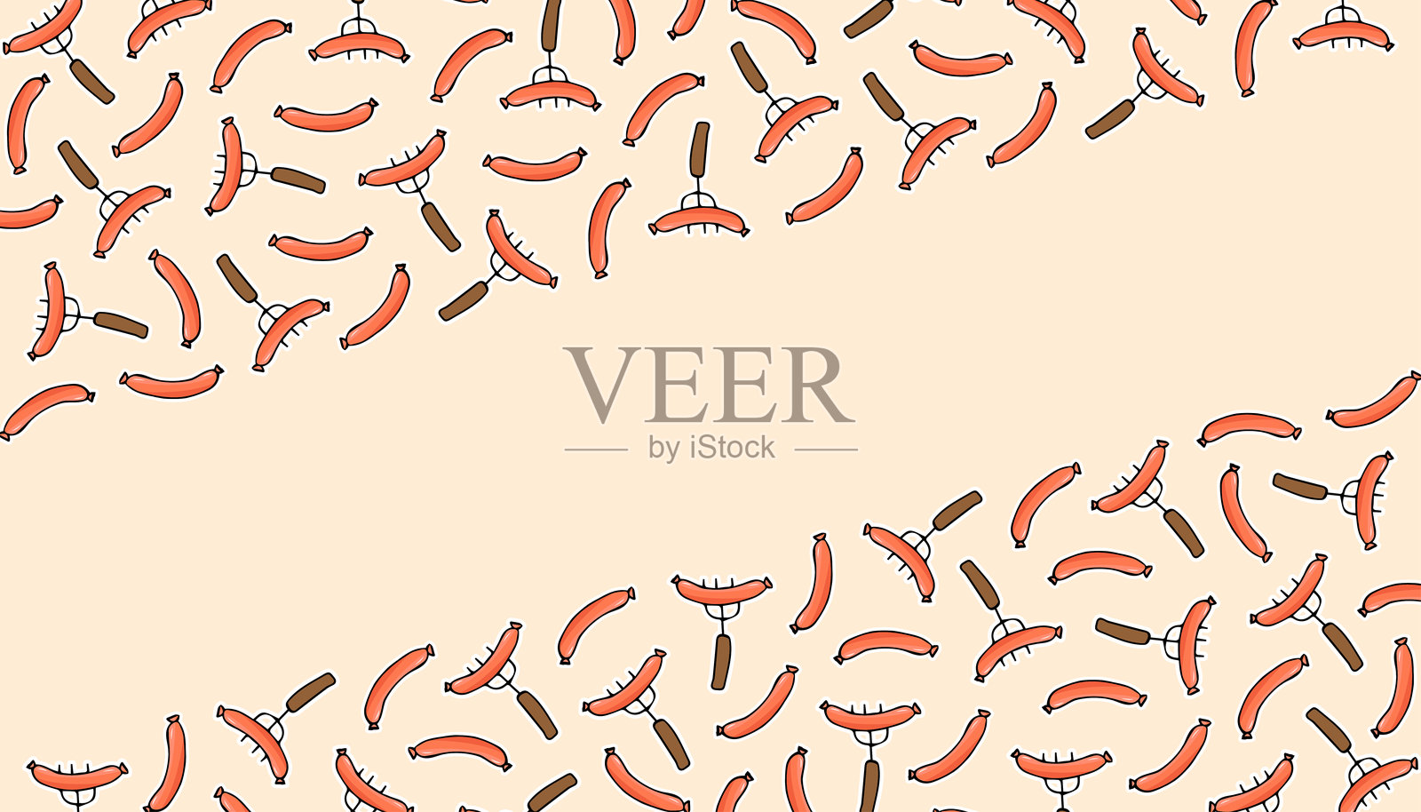 香肠框架插画图片素材