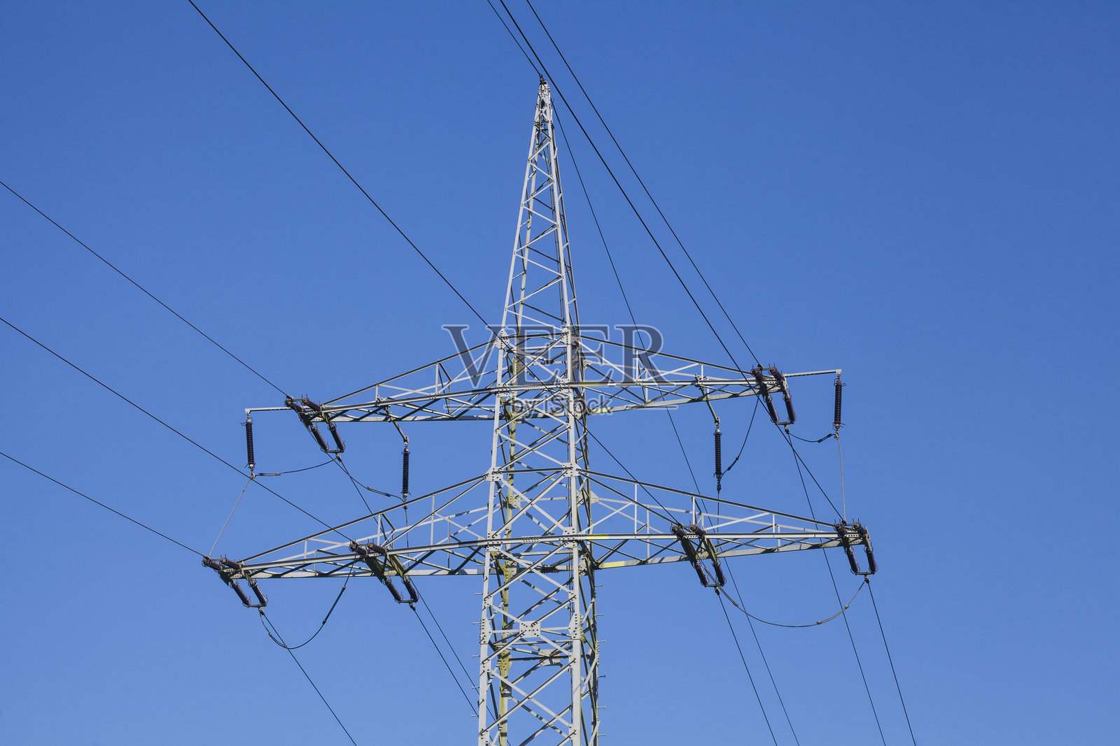 电力塔，电力供应，能源供应，蓝天，德国照片摄影图片