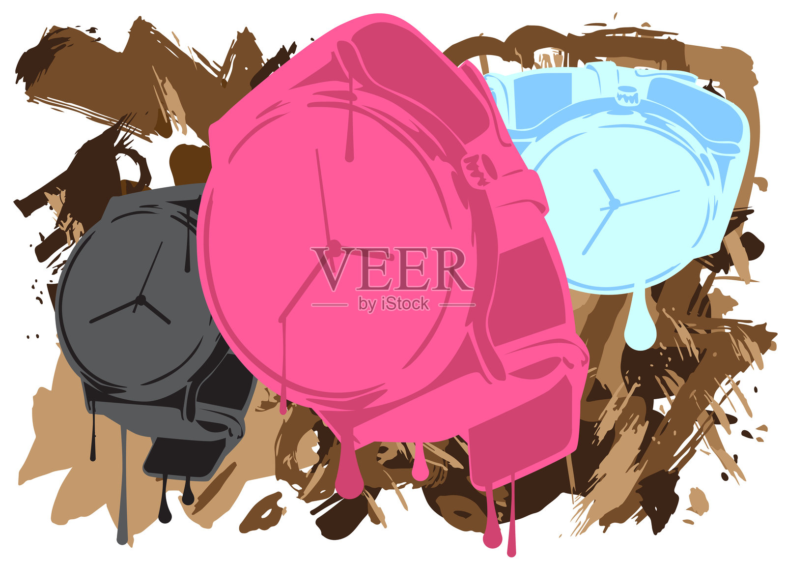 手表涂鸦。以城市绘画风格创作的抽象现代街头艺术装饰。插画图片素材