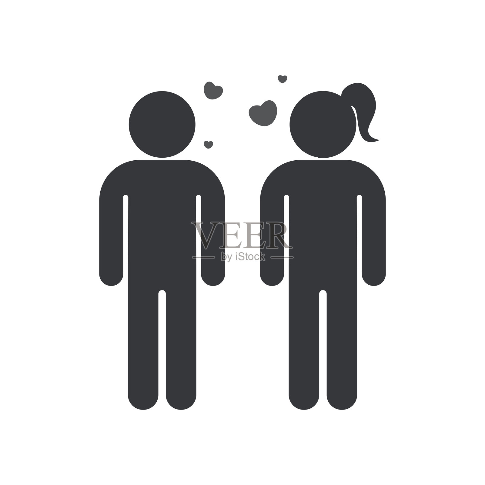 孤立的图标，男女相爱，情侣女孩和男孩相爱插画图片素材