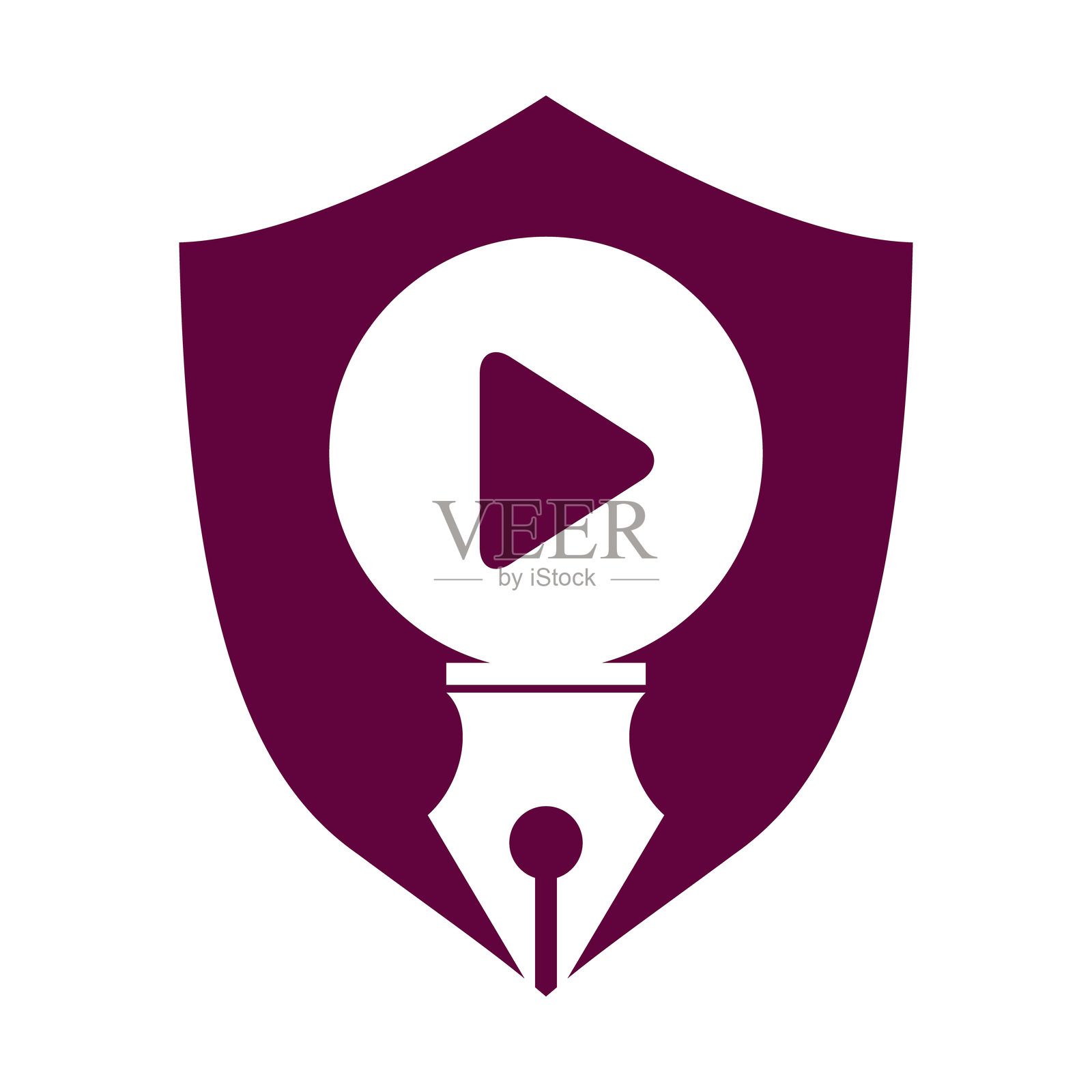 媒体笔矢量logo设计。笔和播放按钮logo图标设计。插画图片素材