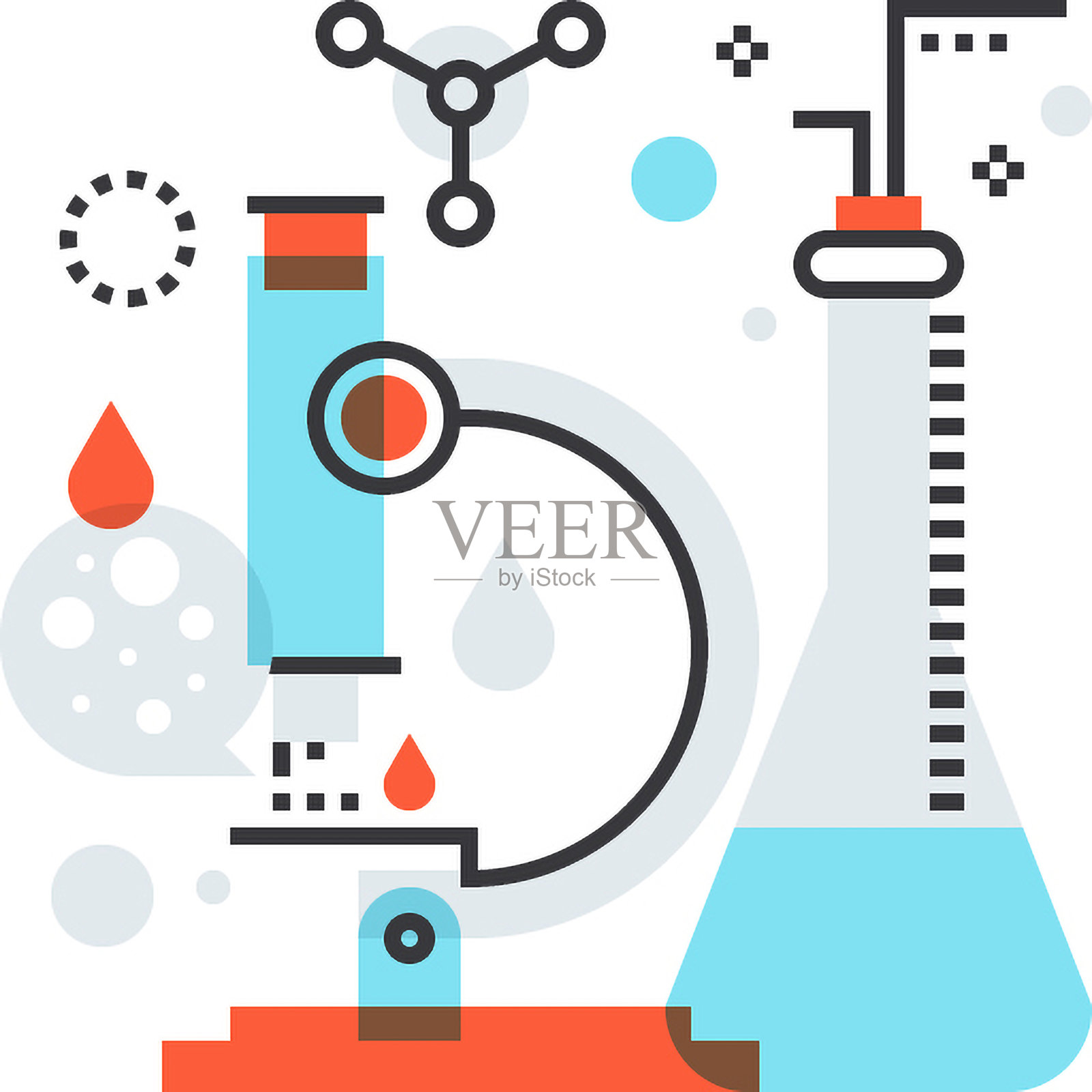 实验室分析平面线条网页图标概念插画图片素材
