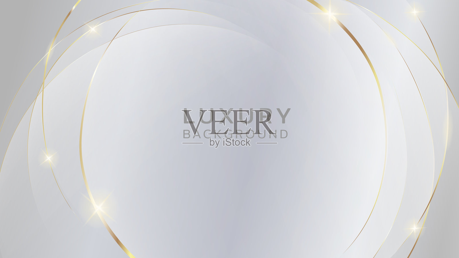 白色圆形背景和灰色墙纸上的抽象金色线条。插画图片素材