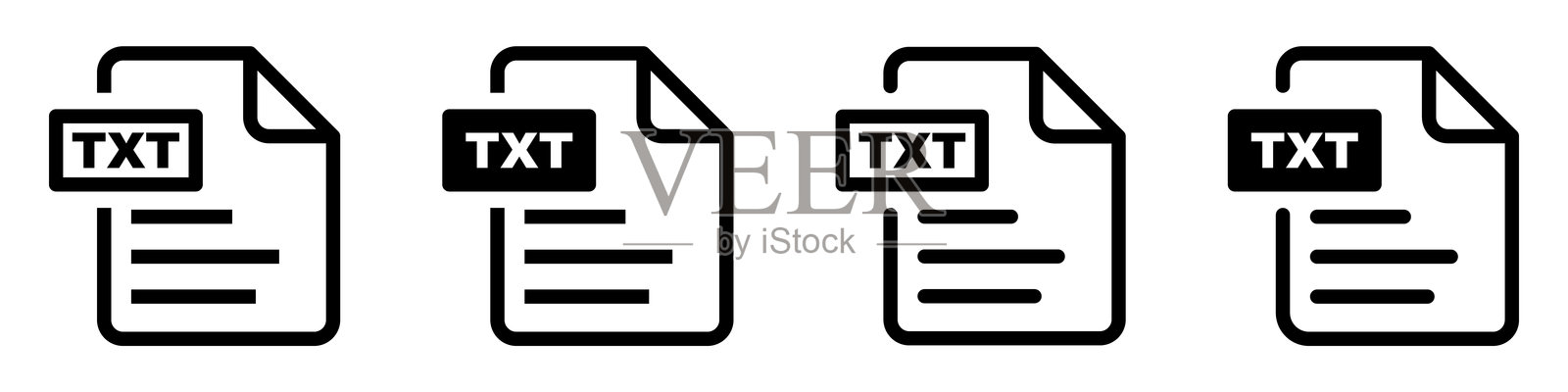 各种风格的TXT文件图标，代表纯文本文档格式。插画图片素材