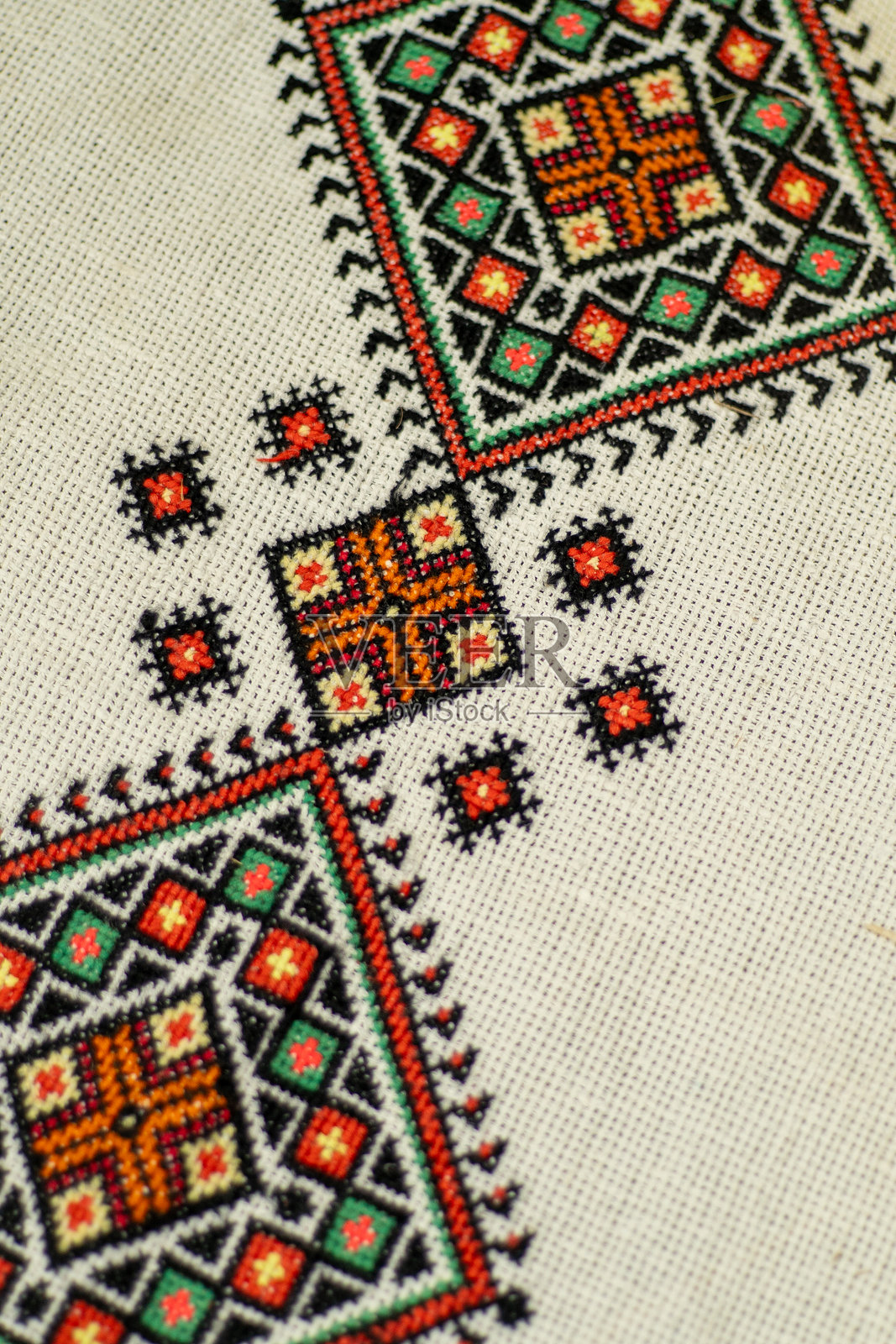 乌克兰刺绣装饰品，维什瓦卡乌克兰十字绣。照片摄影图片