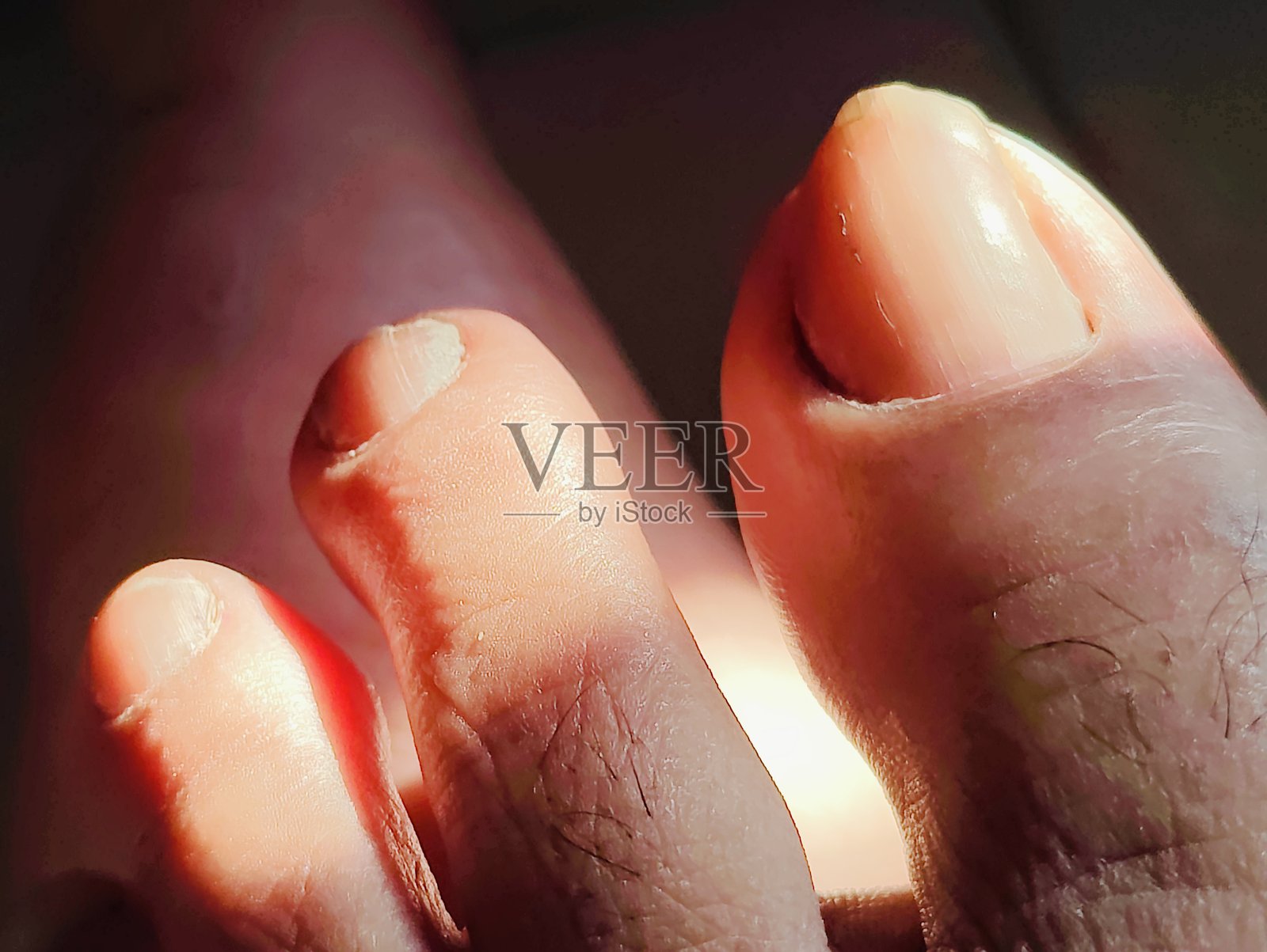 人腿皮肤纹理特写，腿部指头和指甲特写照片照片摄影图片