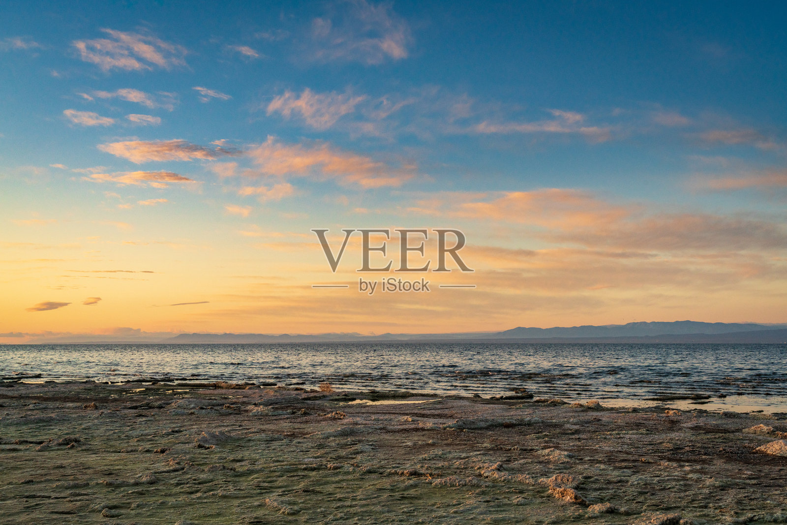 萨尔顿海的日落照片摄影图片