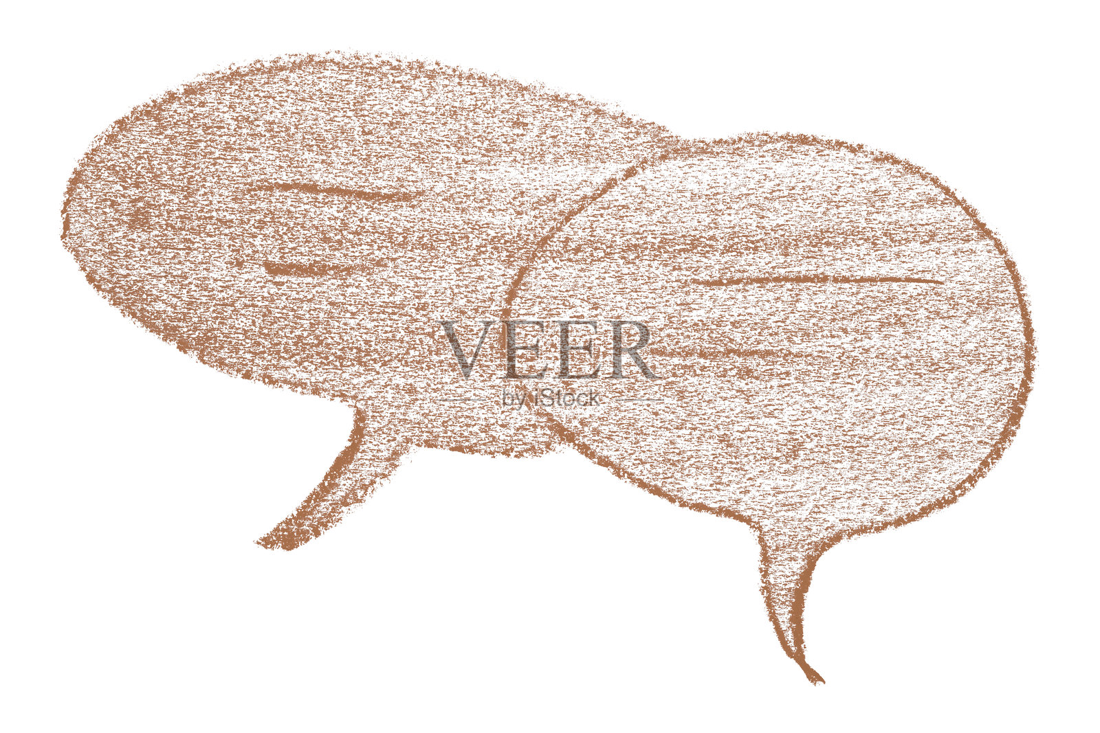 白色背景上的棕色对话气泡分开排列。照片摄影图片