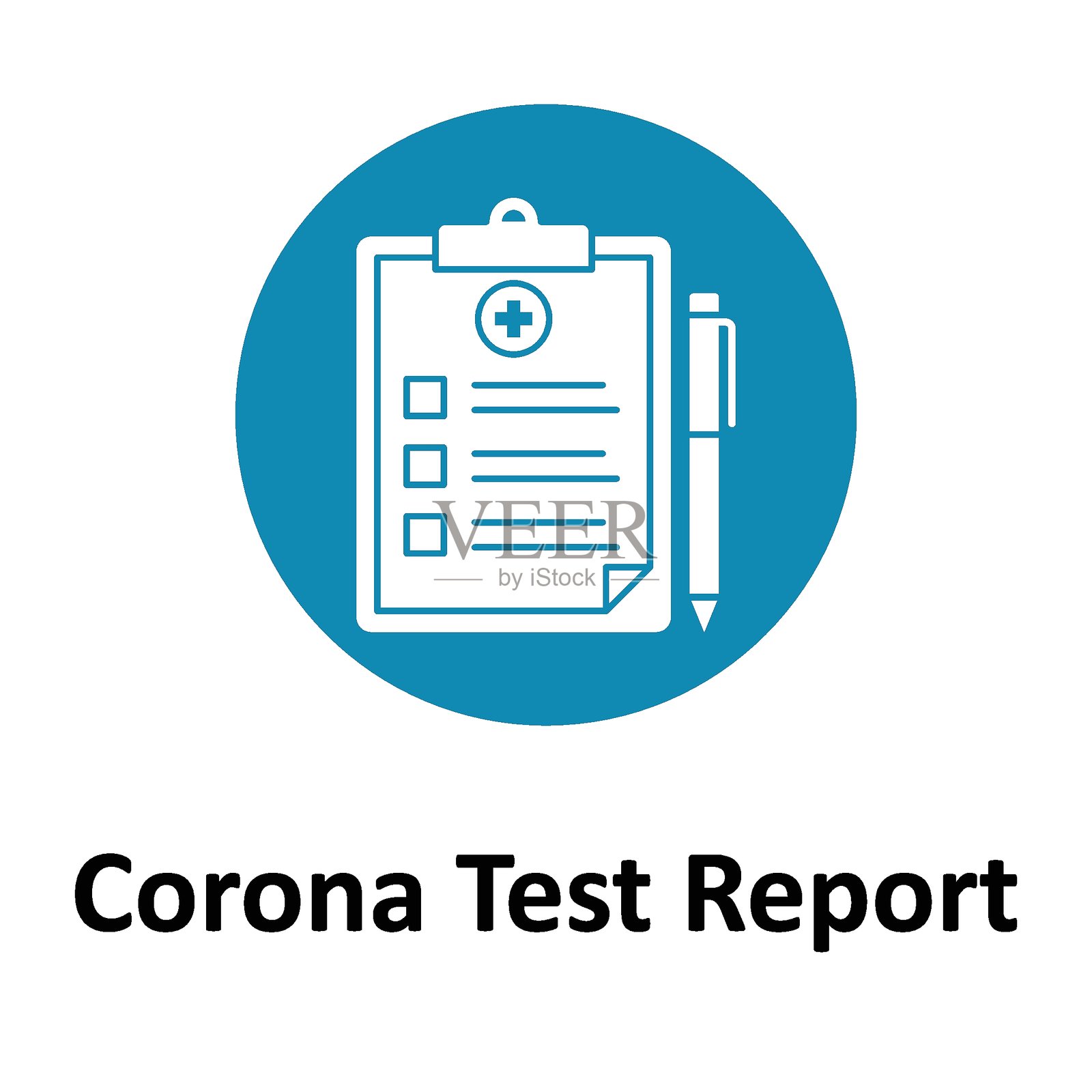 冠状病毒检测报告扁平风格矢量图标，易于修改或编辑插画图片素材