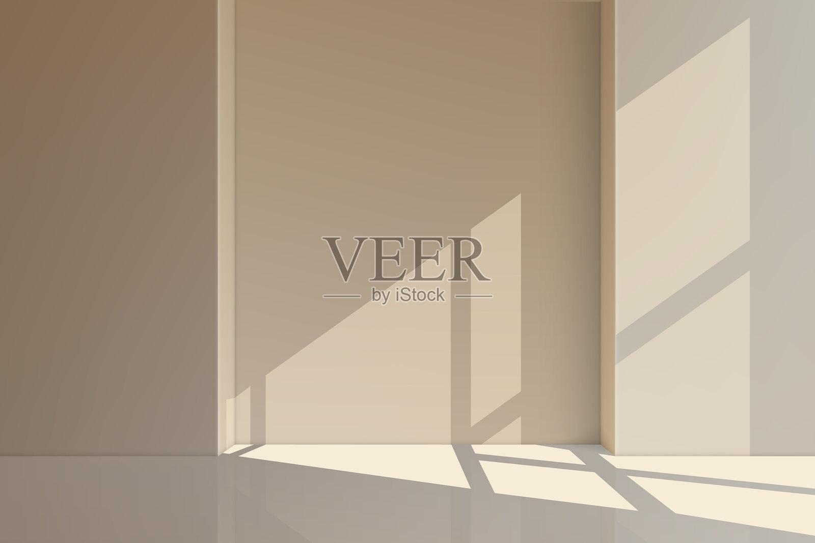 极简主义房间与几何阳光阴影插画图片素材