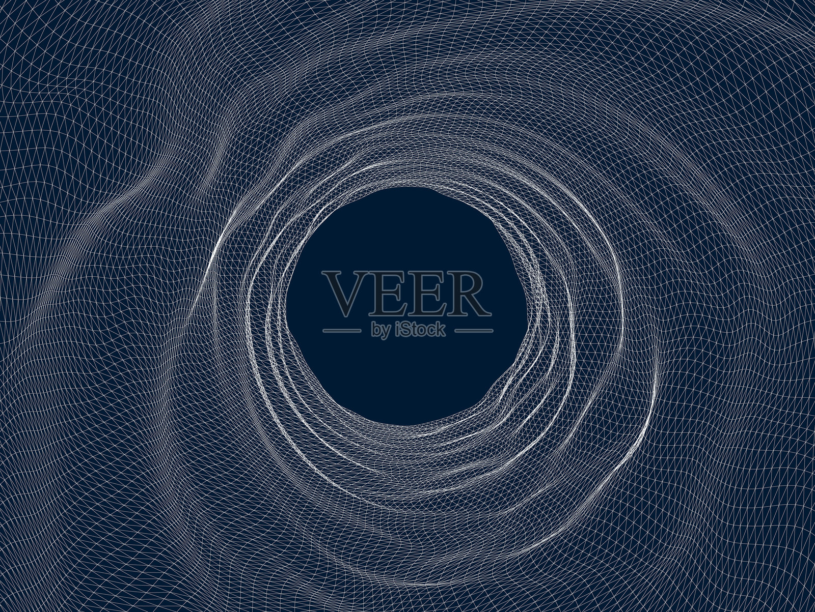 黑色背景上的详细线框隧道。插画图片素材