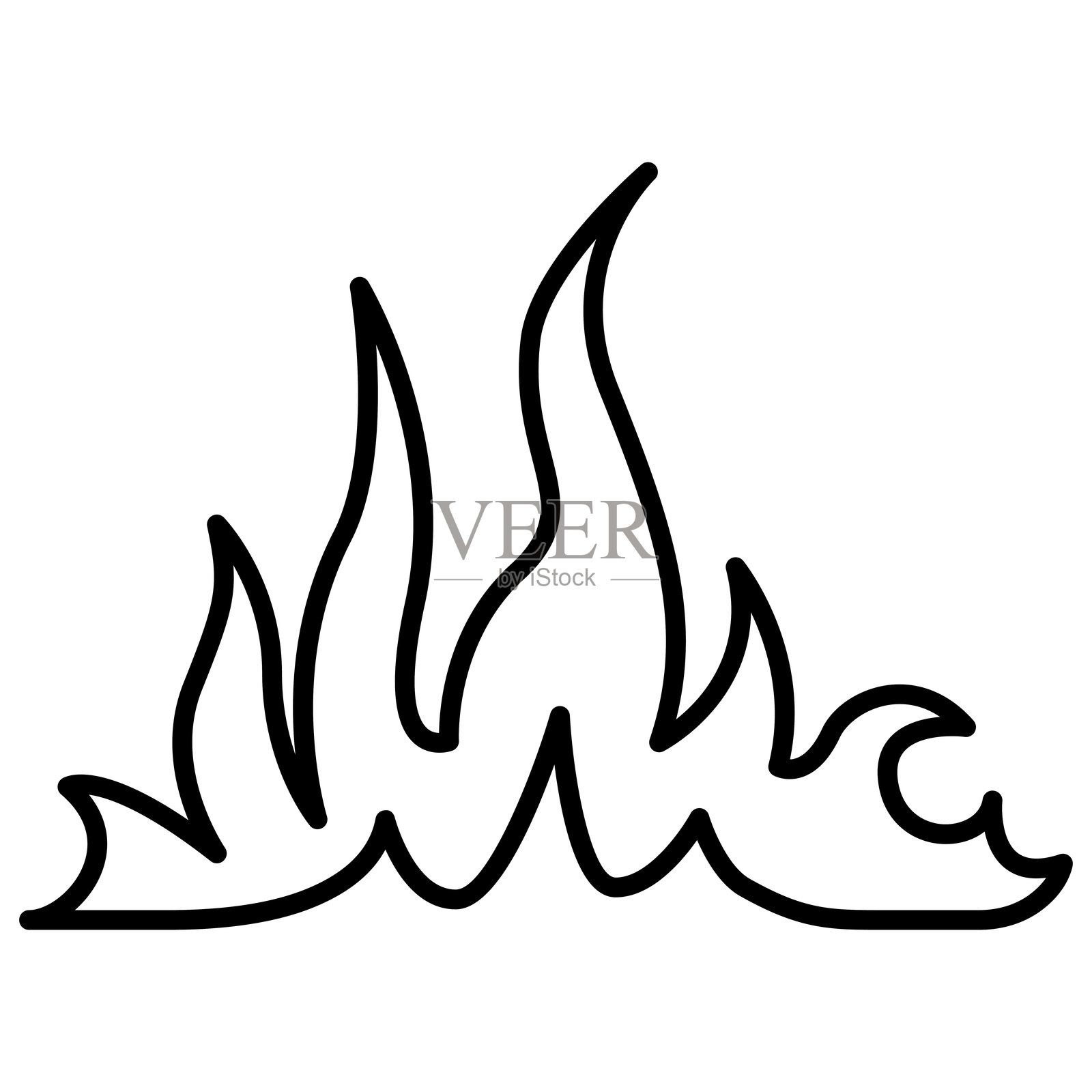 细线风格的火焰图标矢量插图设计插画图片素材
