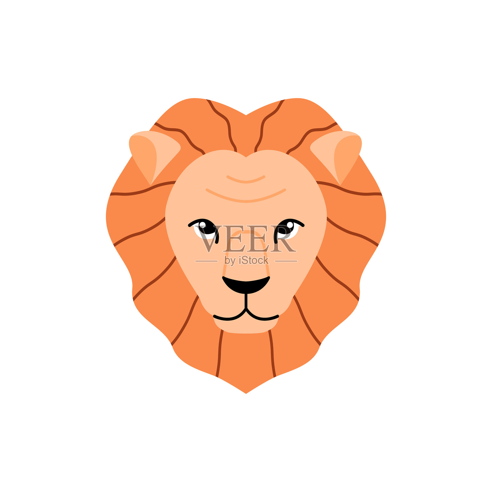 平面风格的狮子头插画图片素材