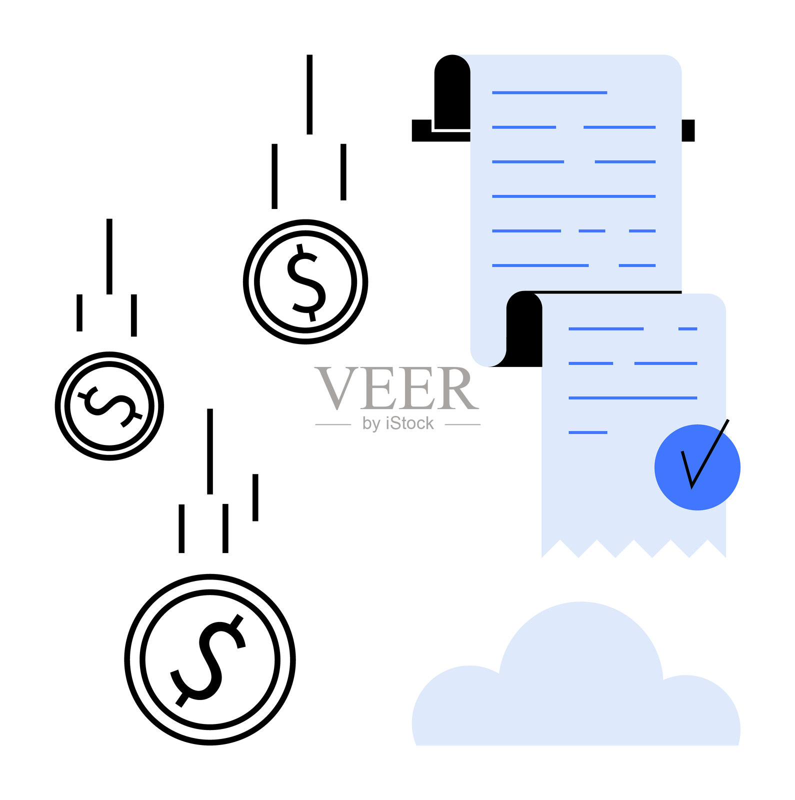 财务交易和收据管理的可视化表现插画图片素材