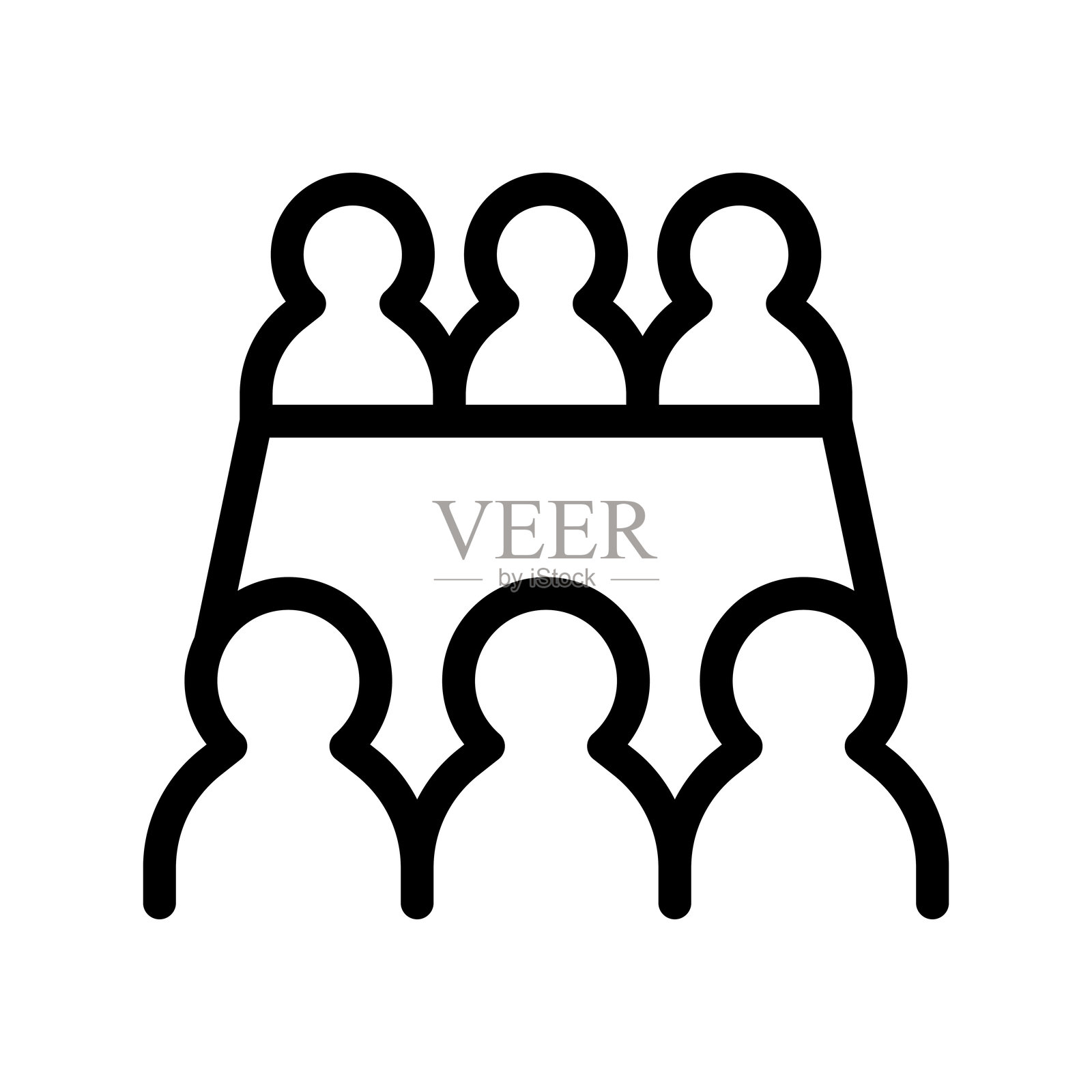 会议图标，细线风格，矢量插图设计插画图片素材