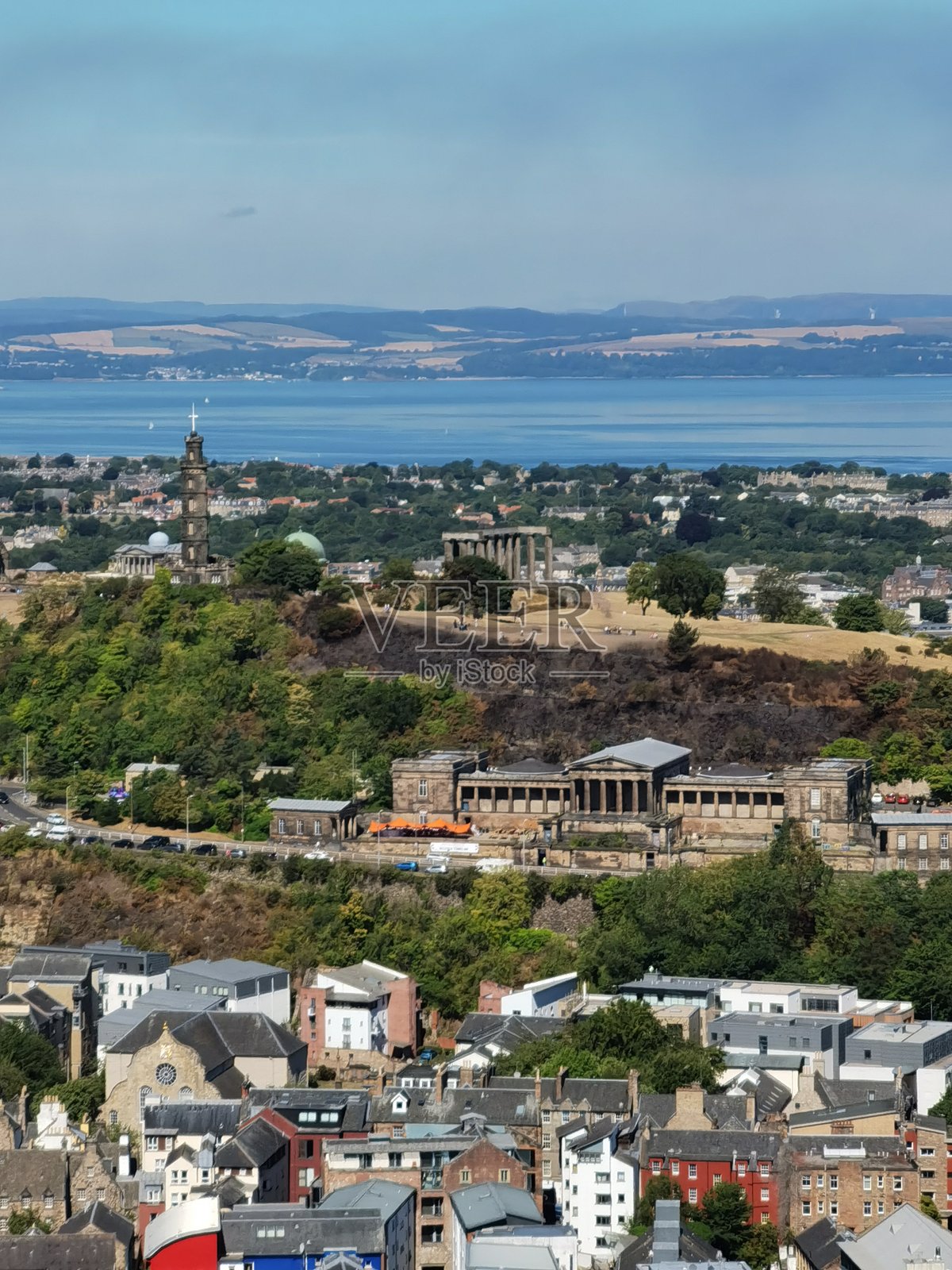 苏格兰爱丁堡的鸟瞰图，拍摄于亚瑟座。照片摄影图片
