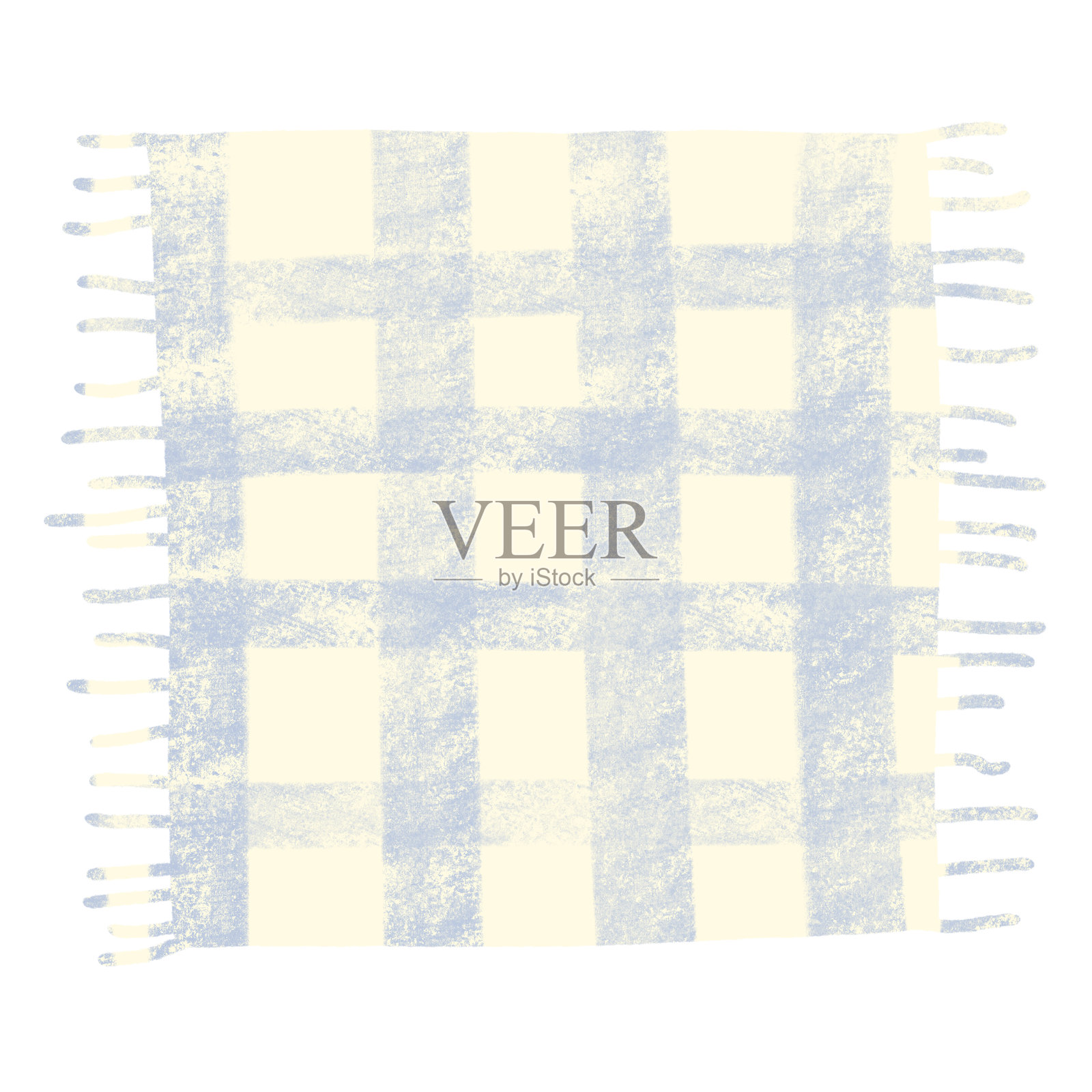 方形桌布、餐巾、格子布，白色背景上的数字插图插画图片素材