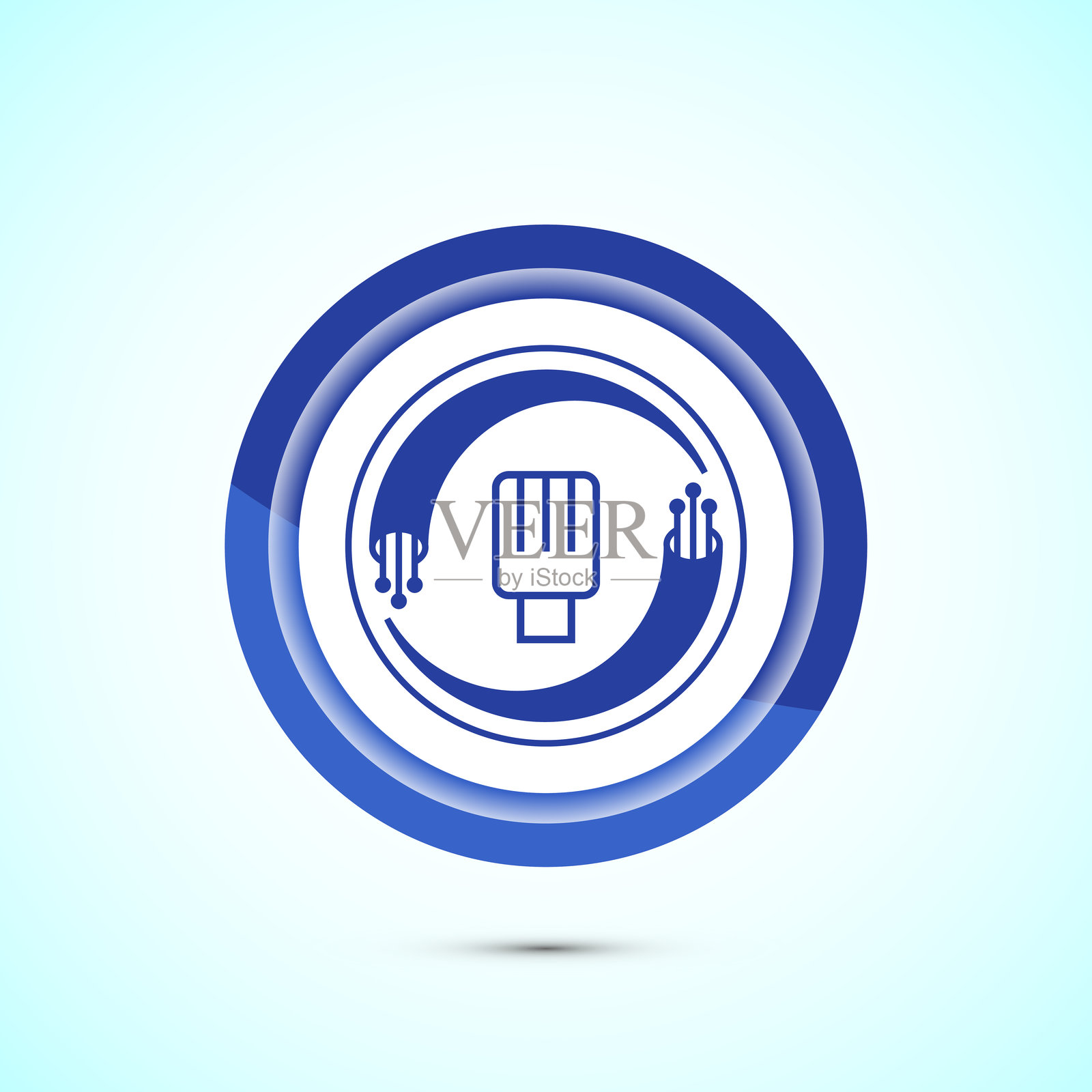 光纤电缆图标设计插图。电线标志，数字互联网，柔和色调按钮设计插画图片素材