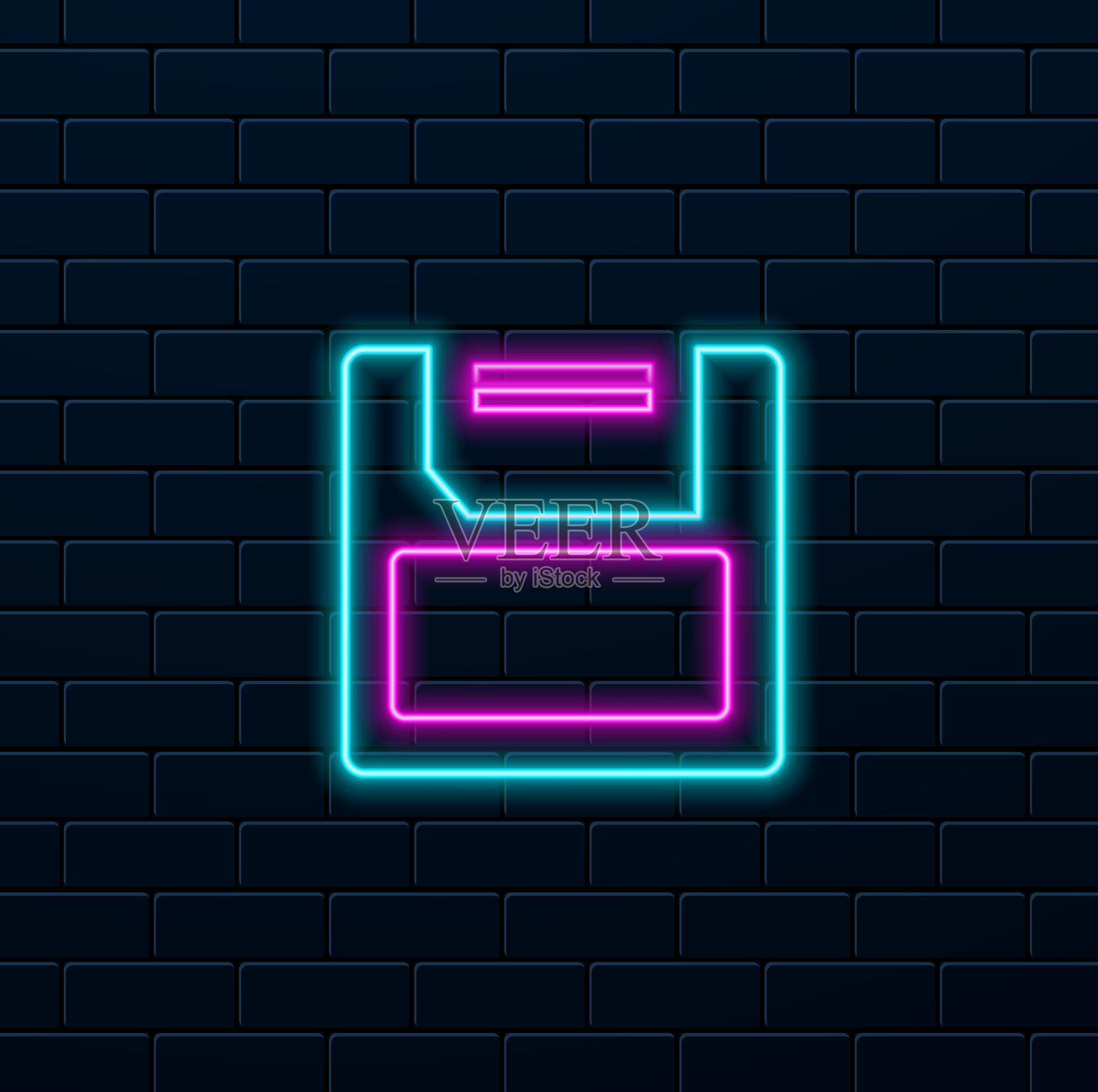 时尚风格的软盘图标，随时可用的矢量图插画图片素材