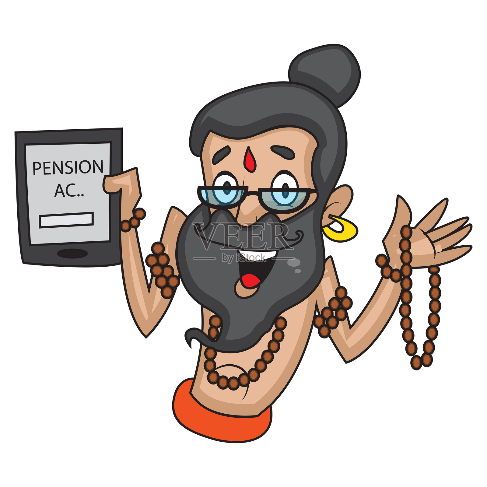 矢量卡通插图，展示数据爸爸的养老金账户。背景为白色。插画图片素材