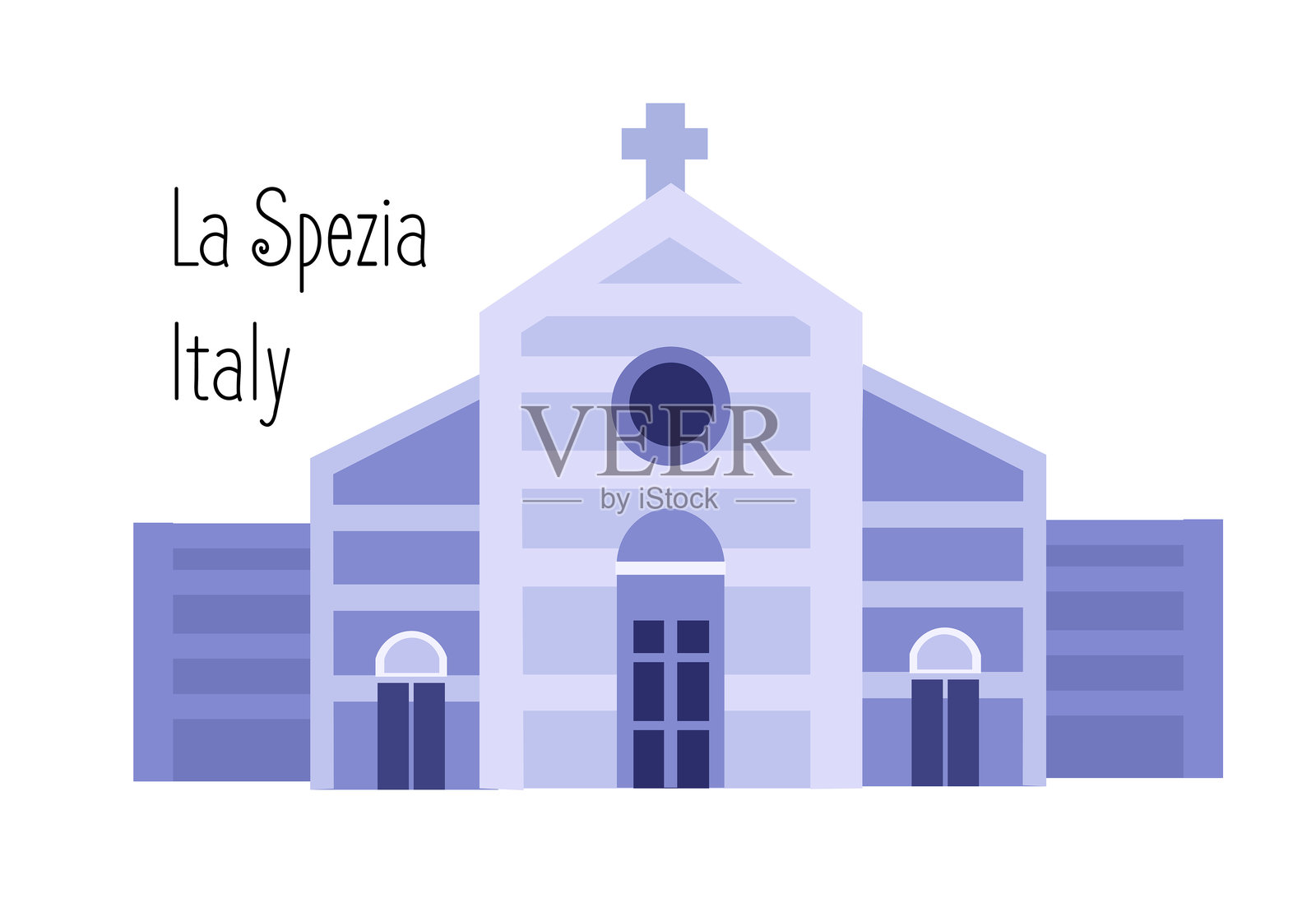 圣玛利亚升天教堂。拉斯佩齐亚大教堂，利古里亚的景点和建筑。插画图片素材