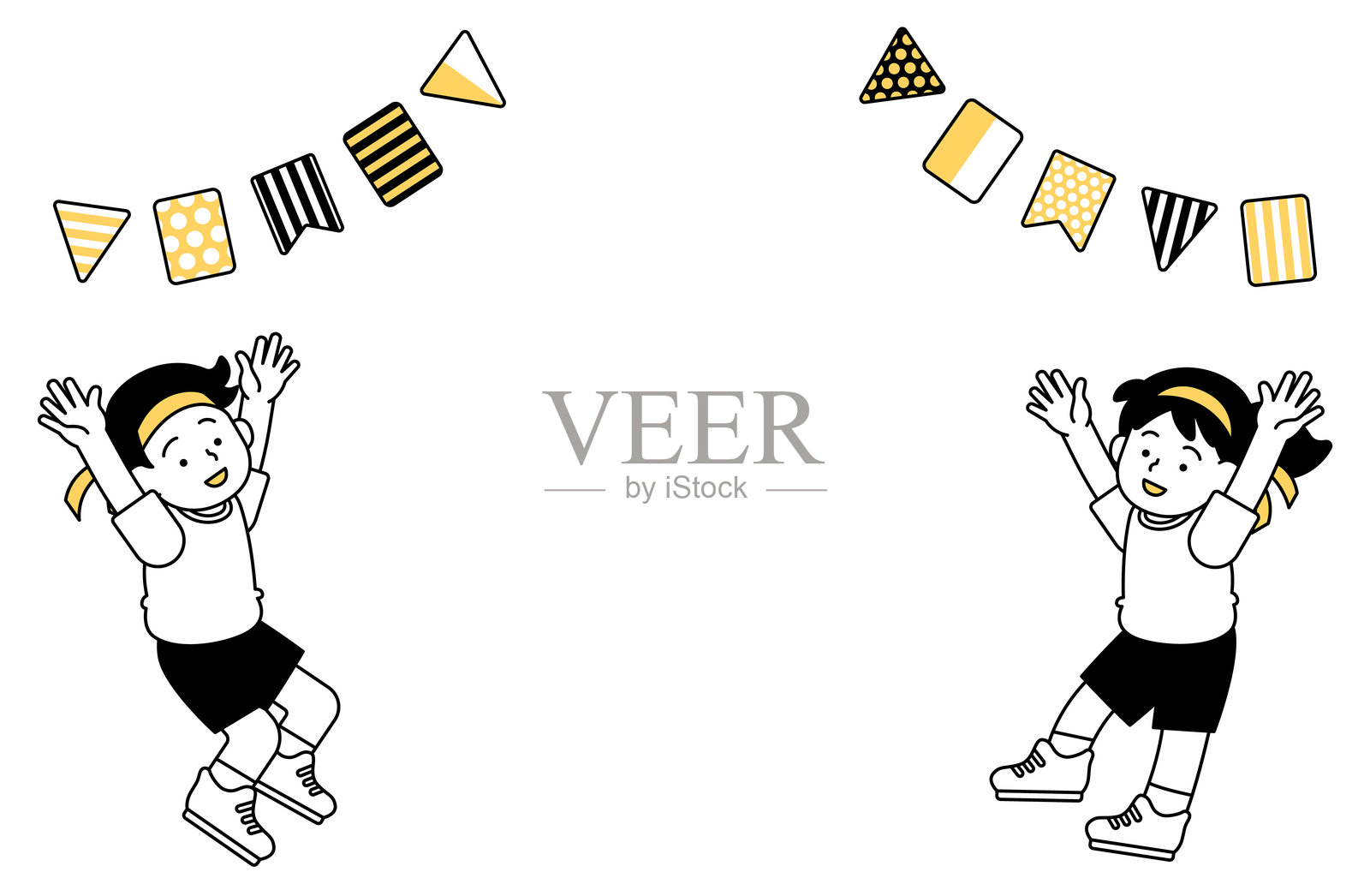 有趣的运动日插图框架，留白空间插画图片素材