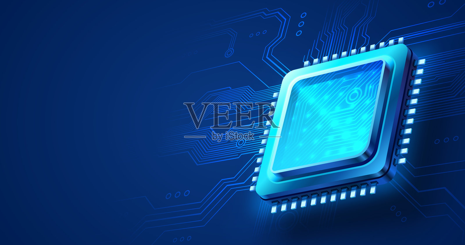 人工智能芯片，创新科技，人工智能艺术技术。矢量插图插画图片素材