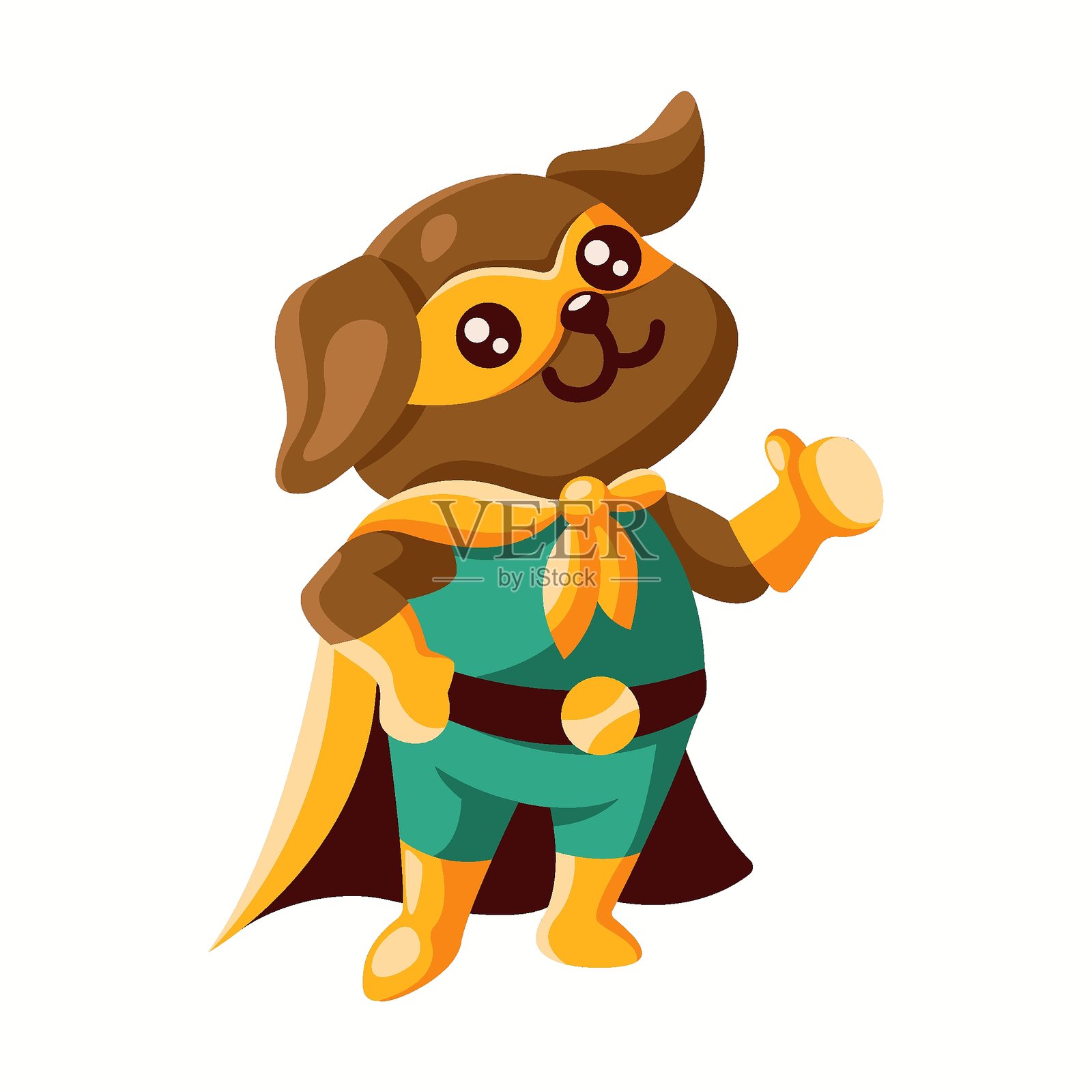 穿着斗篷和面具的卡通超级英雄狗插图插画图片素材