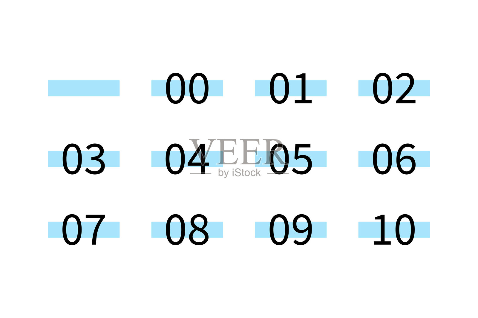 浅蓝色荧光笔线条上绘制的数字插图插画图片素材