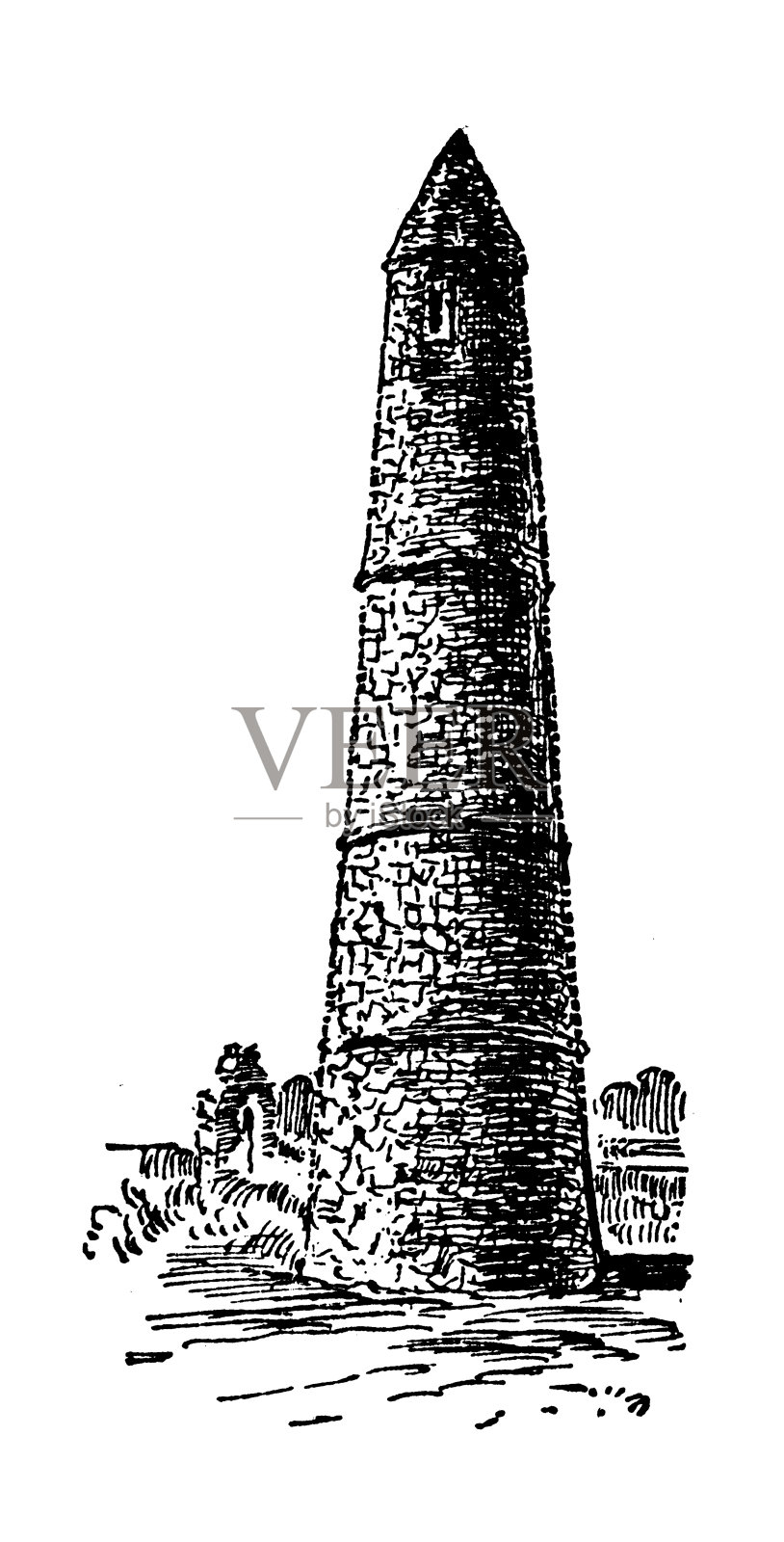 阿德莫尔的圆塔，爱尔兰插画图片素材