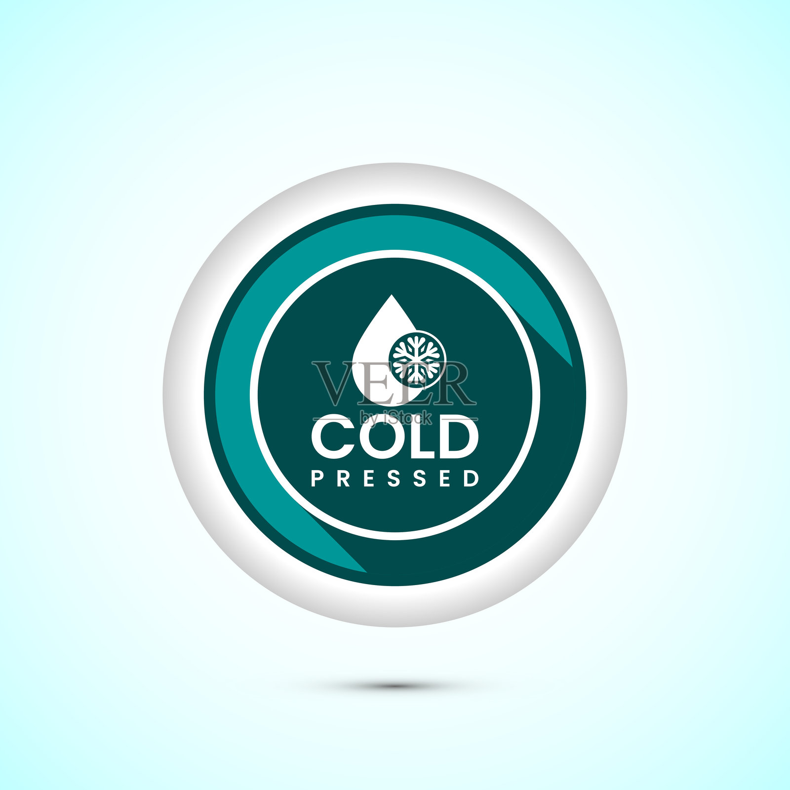 冷压图标设计插图。冷压标签徽章logo设计模板，青色阴影按钮设计。插画图片素材