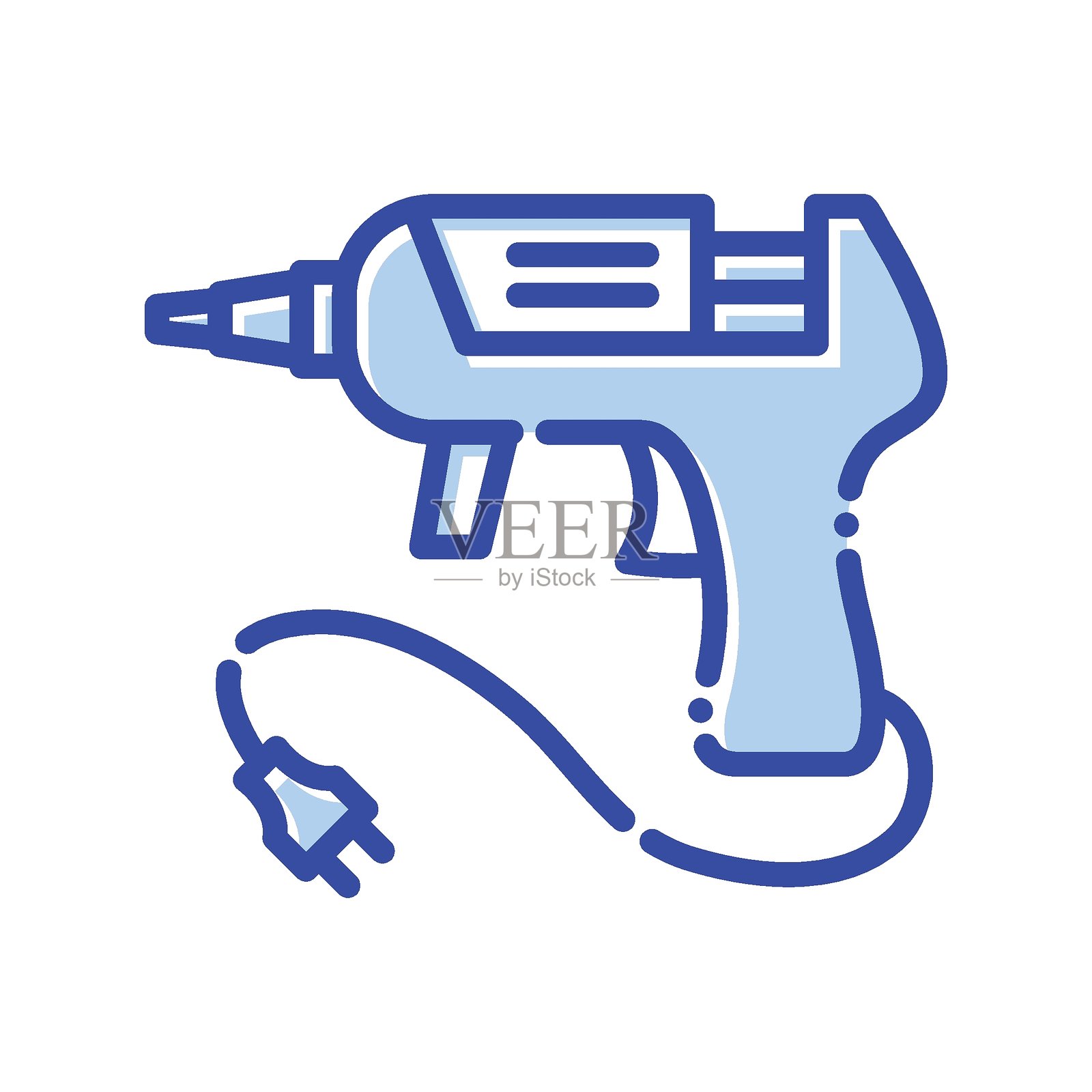 热熔胶枪、胶水、工具，完全可编辑的矢量图标插画图片素材